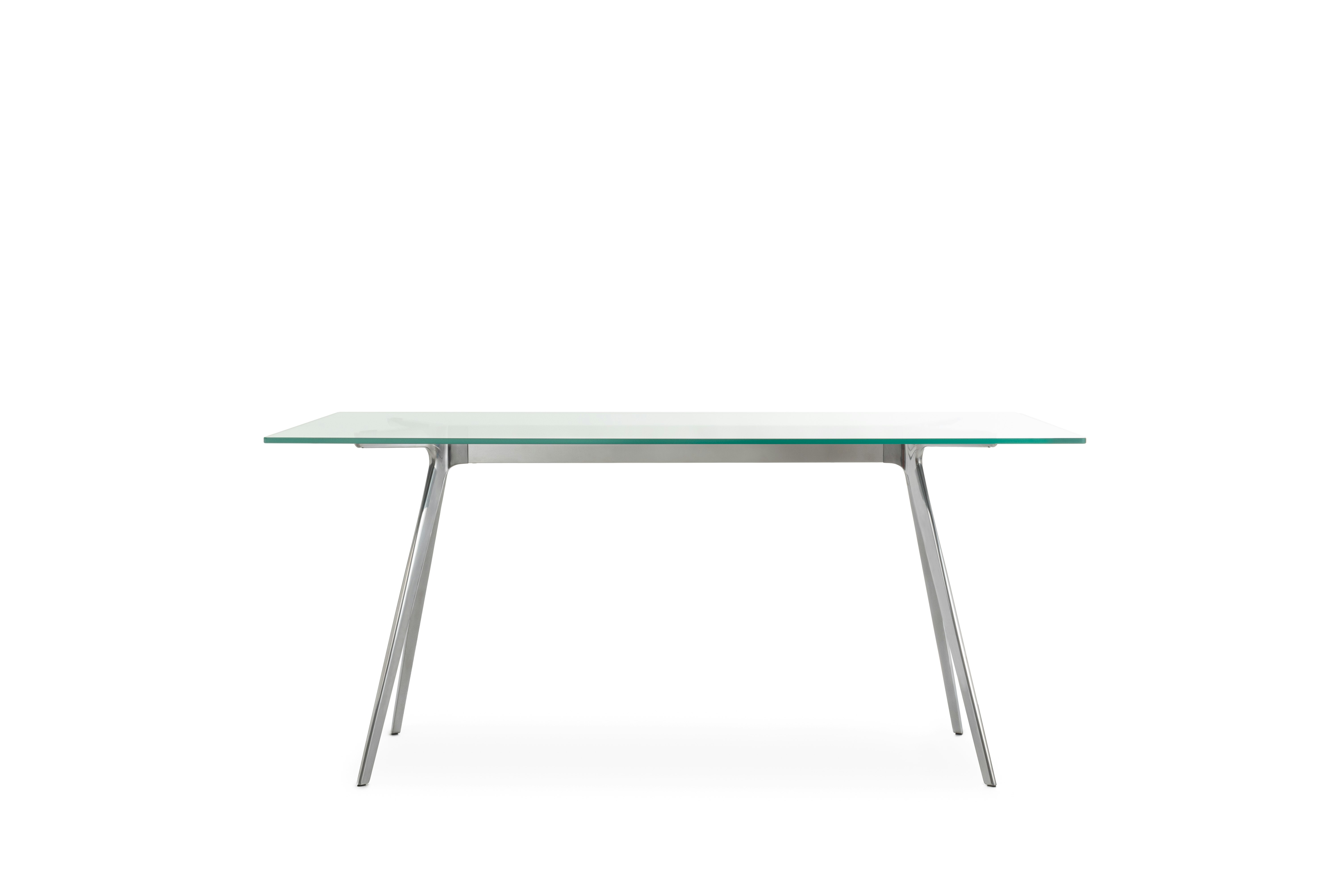 Baguette Table - 33 x 62,  Glass and Polished Aluminum