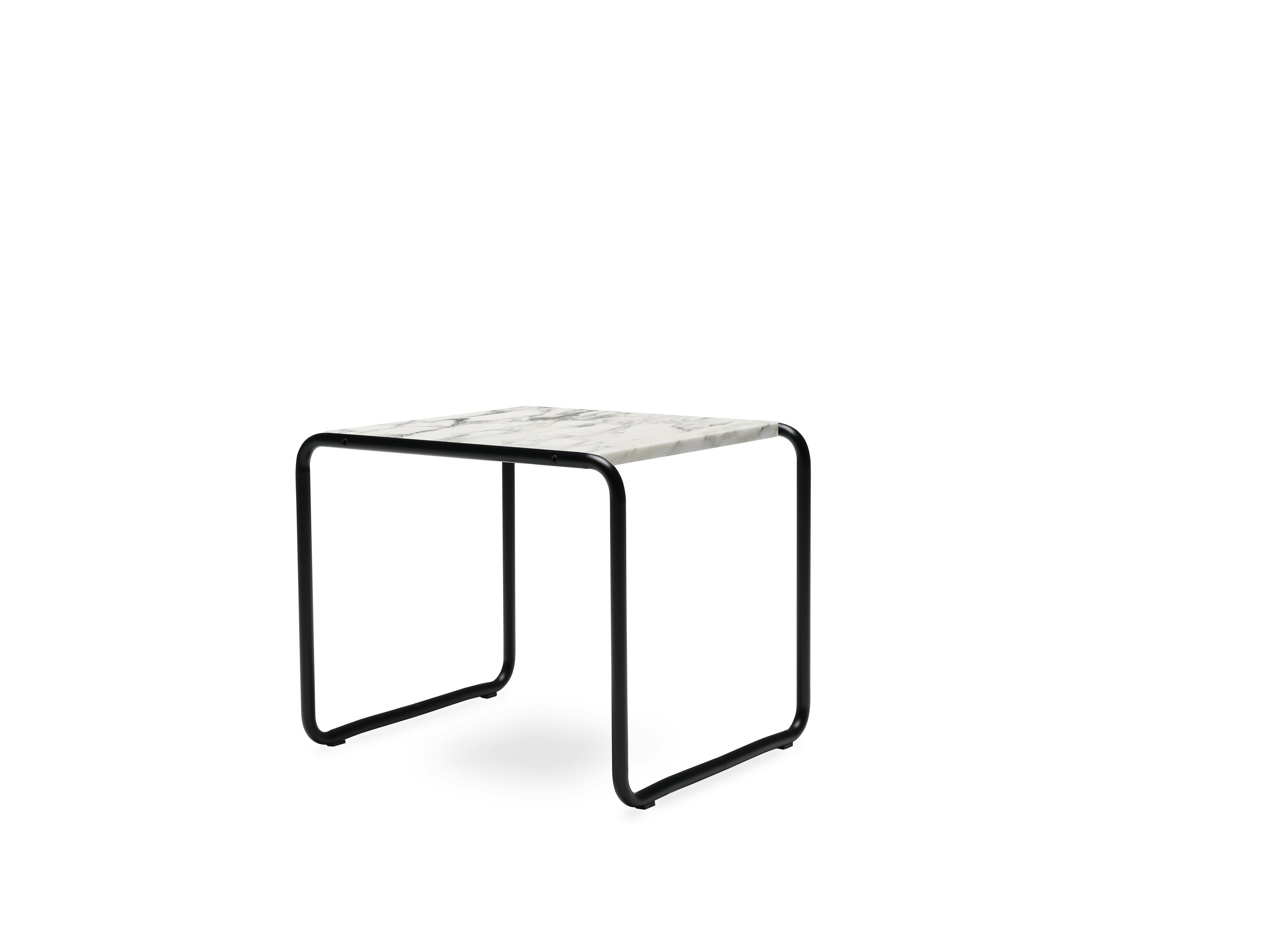 Laccio Table - Small,  Arabescato Marble,  Matte Black
