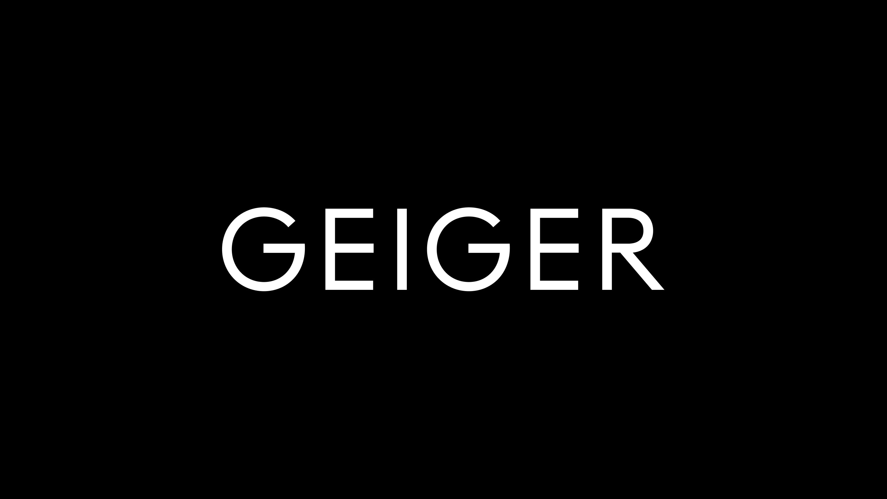 White Geiger logo on a black background.