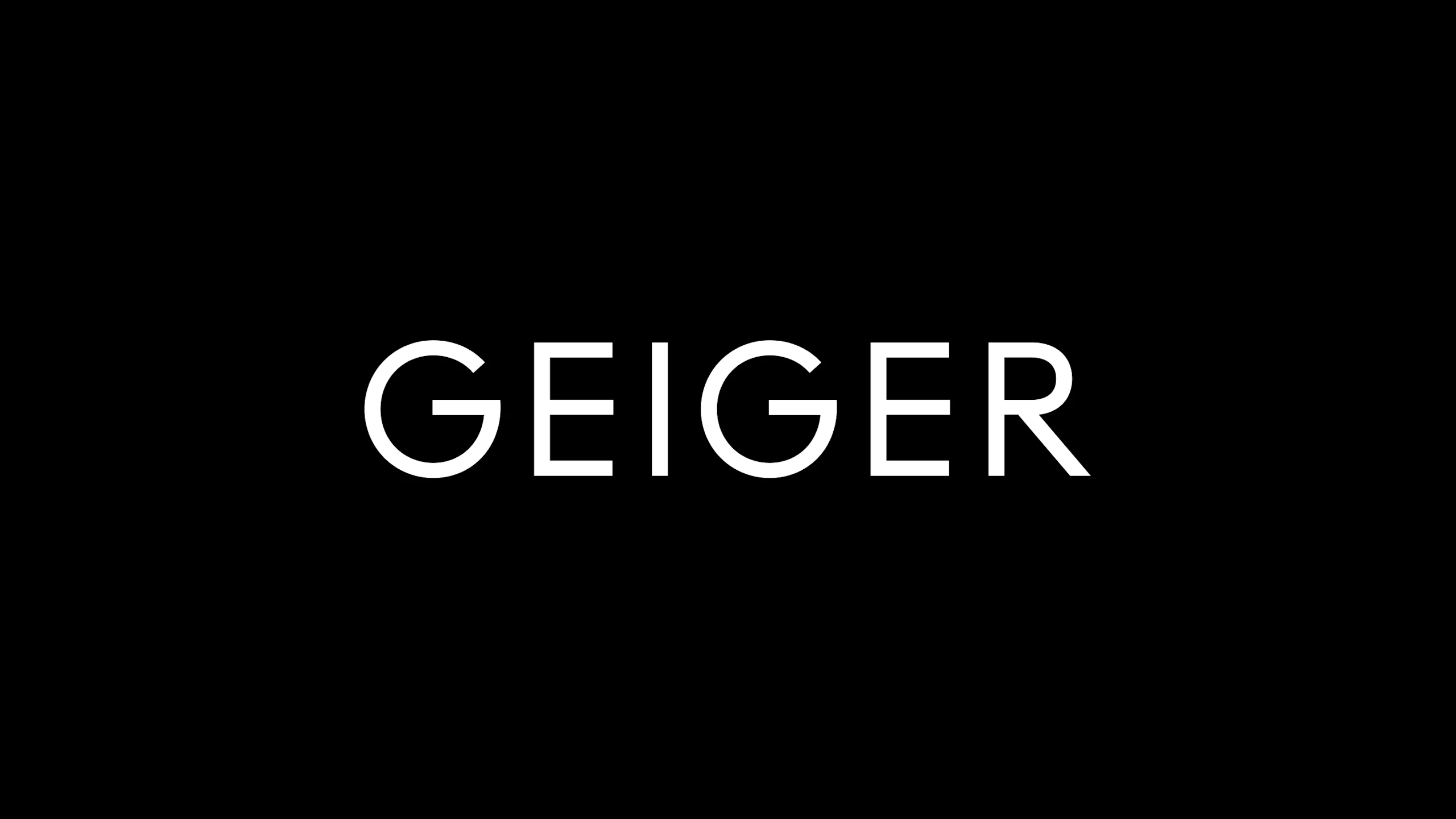 White Geiger logo on a black background.