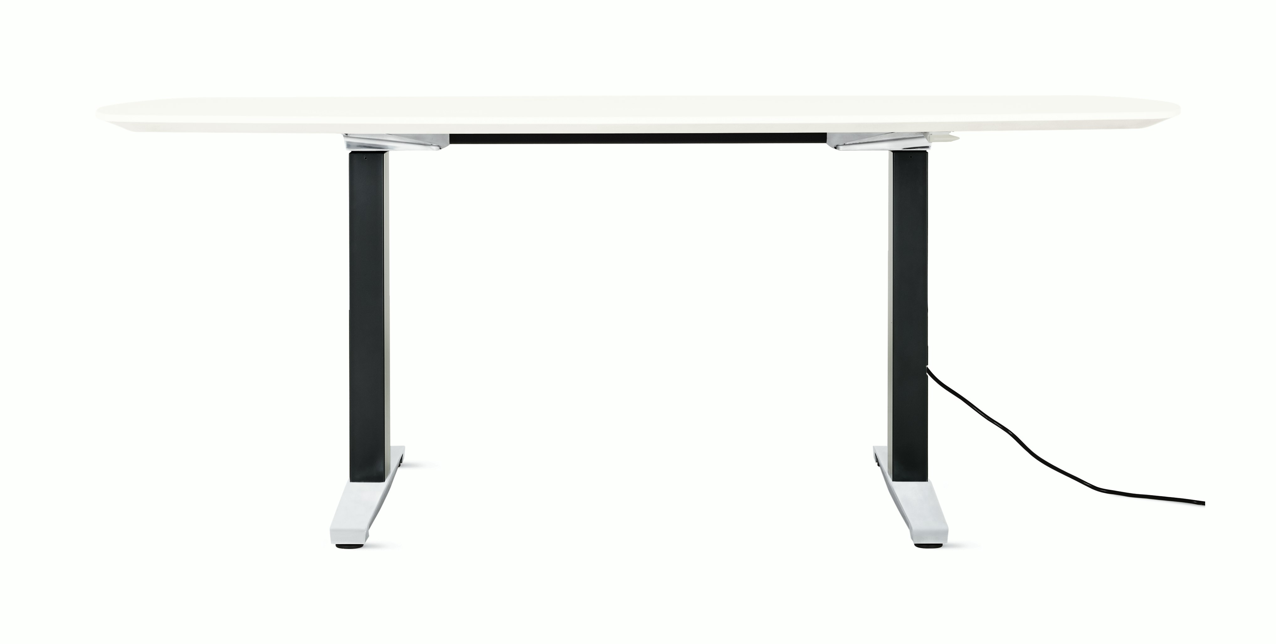 Renew Executive S2S Desk (KIT) - 30in x 72in, Laminate White, Graphite Satin / Polished Aluminum, Simple Cover, Standard Power, Extended, T Leg