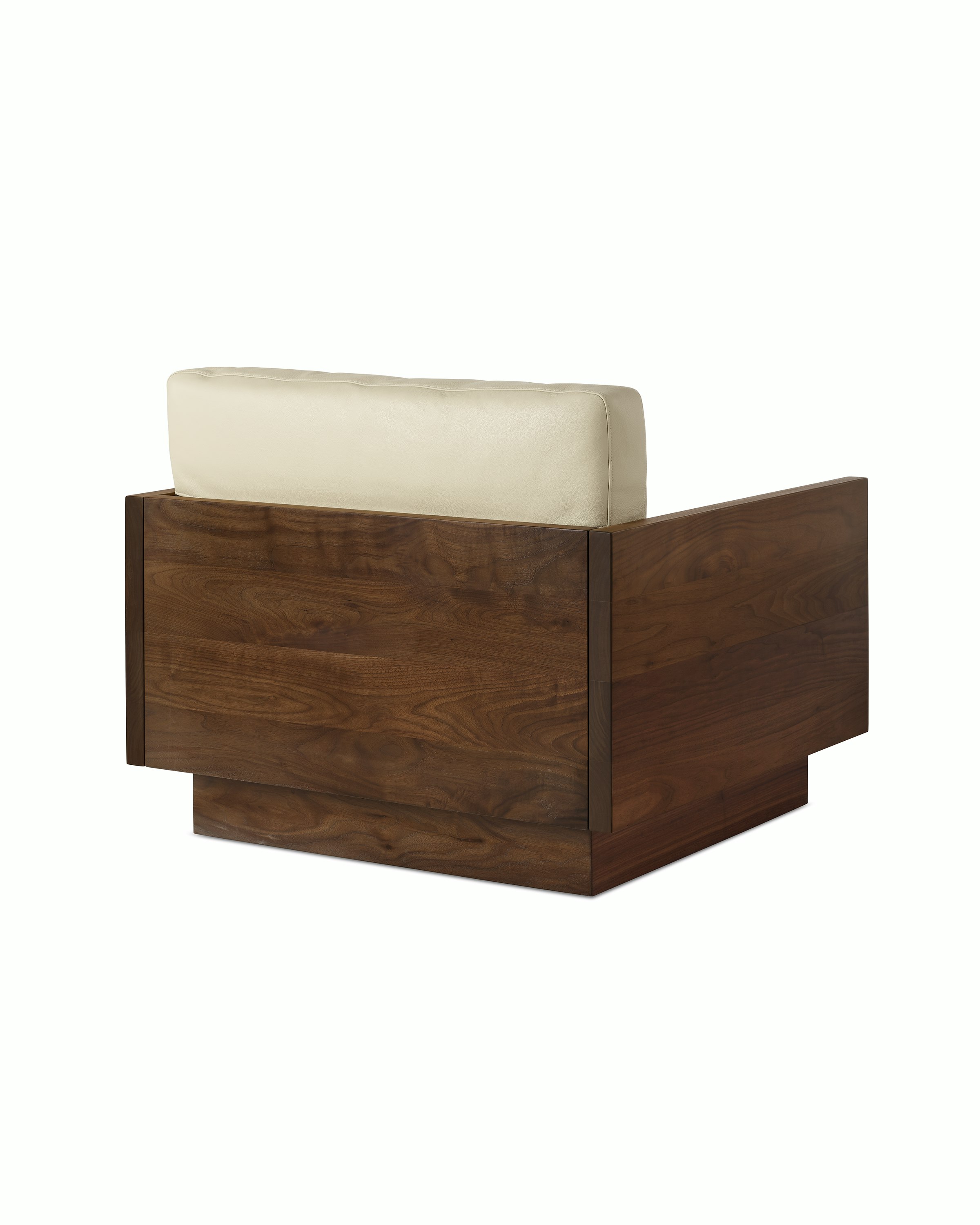 Pawson Drift Lounge Chair in walnut and beige leather (Prone Leather Timbre)