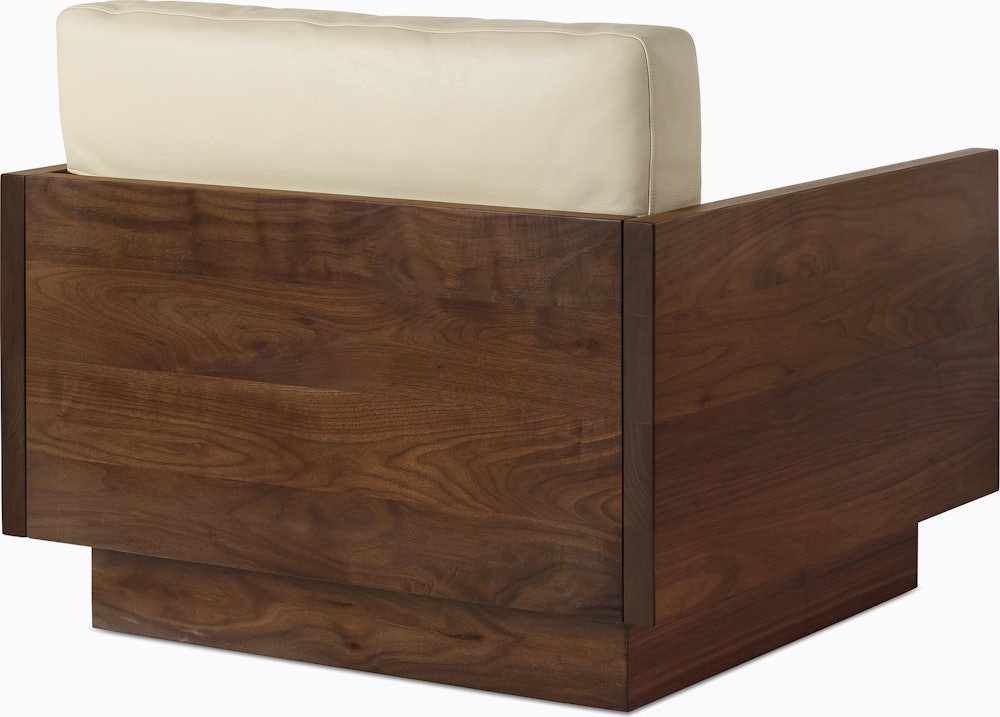Pawson Drift Lounge Chair in walnut and beige leather (Prone Leather Timbre)