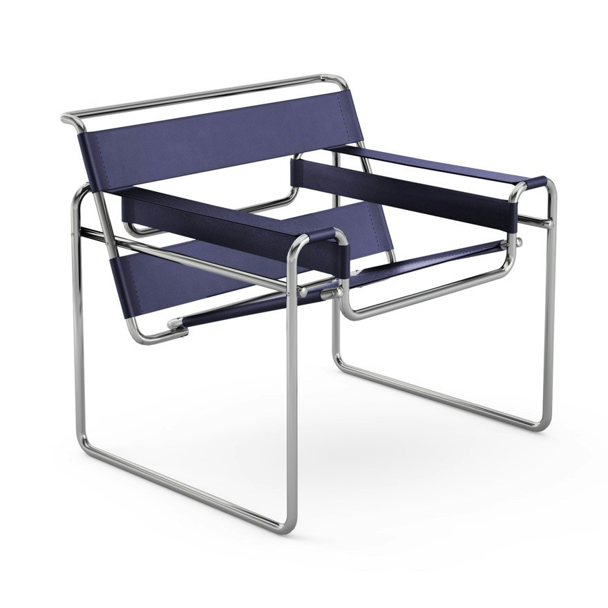 Wassily Chair - Belting Leather, Deep Purple, Polished Chrome