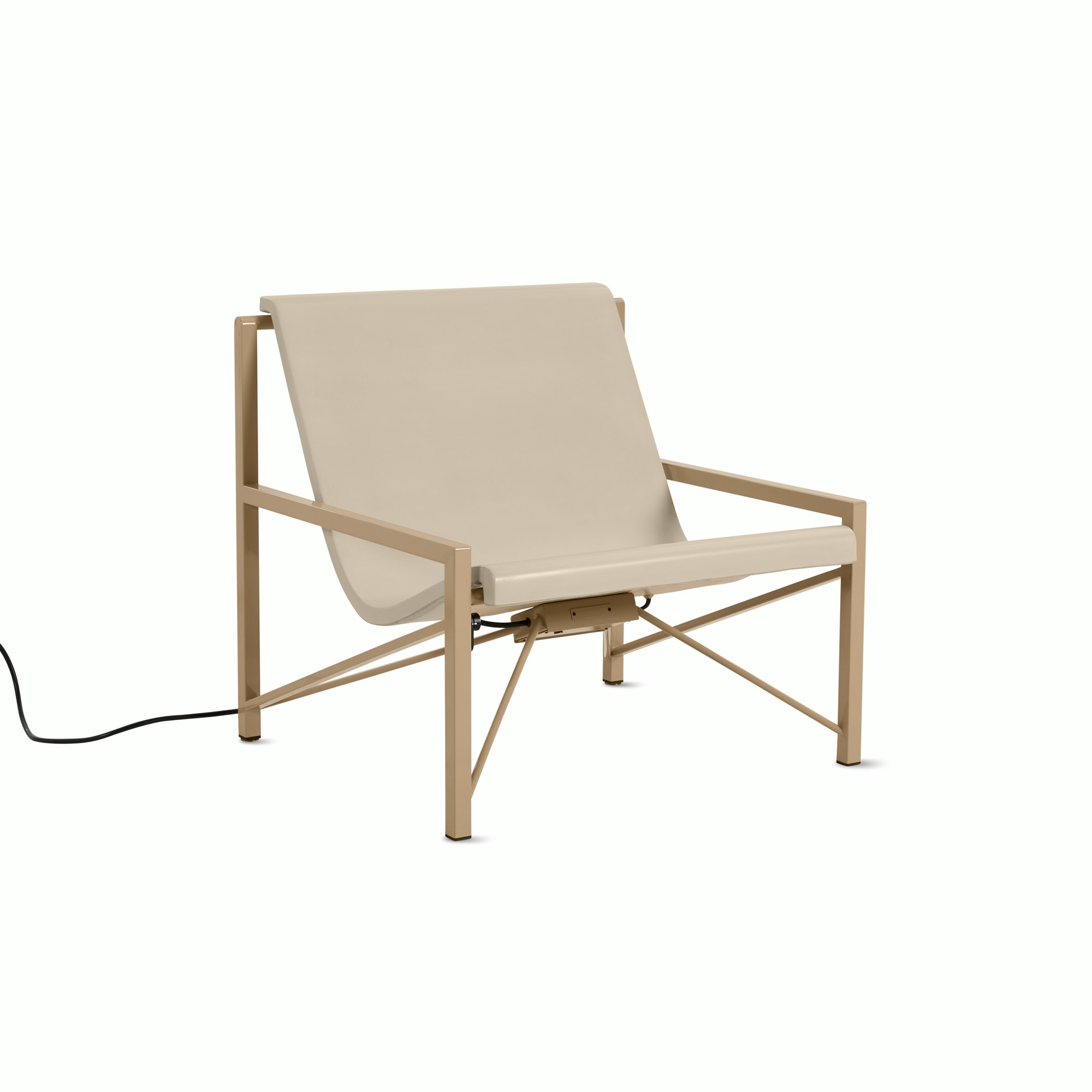 A Evia Lounge Chair in Pumice viewed from an angle.