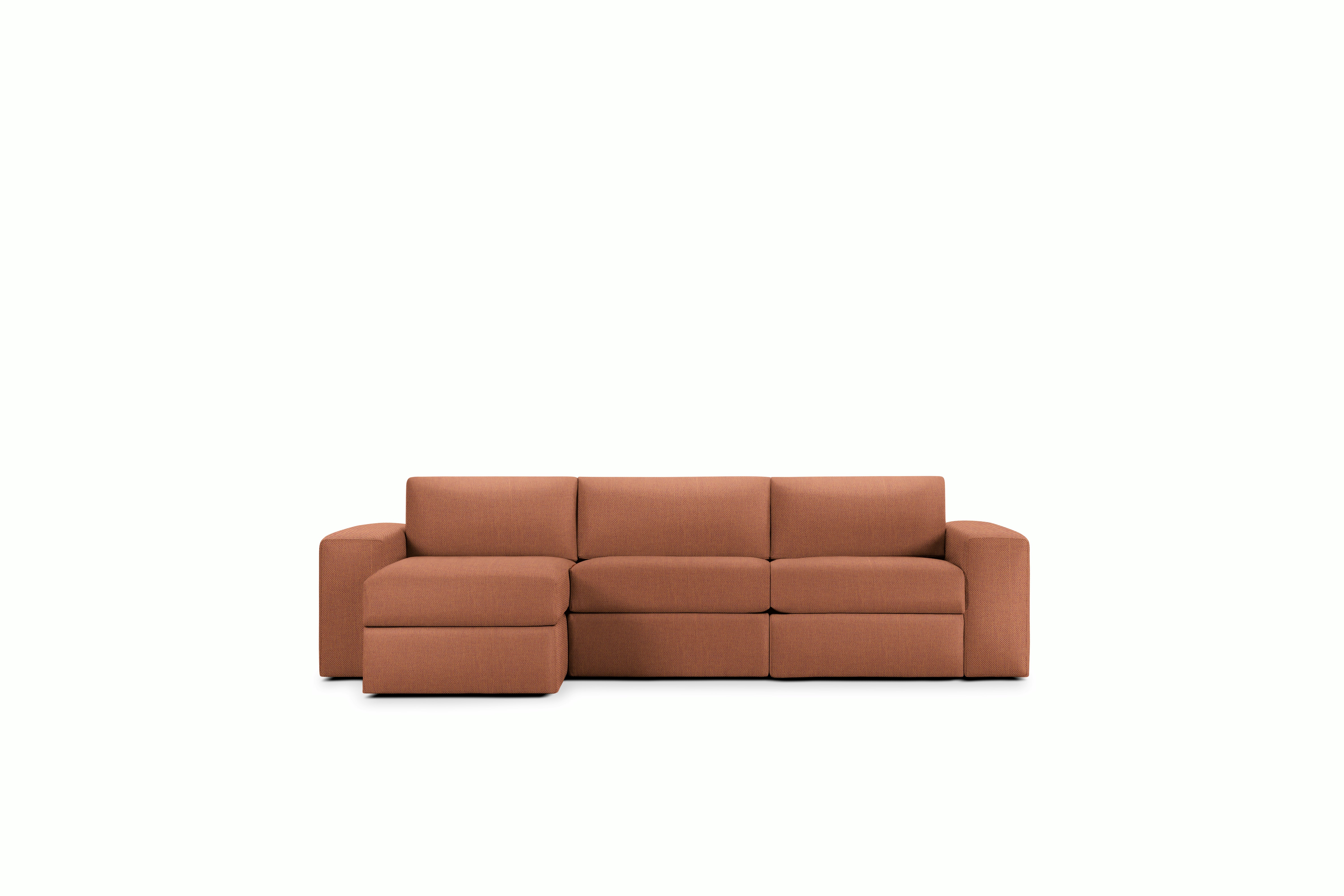 A Irvin Sectional Chaise in Caramelized Viewed from the front.