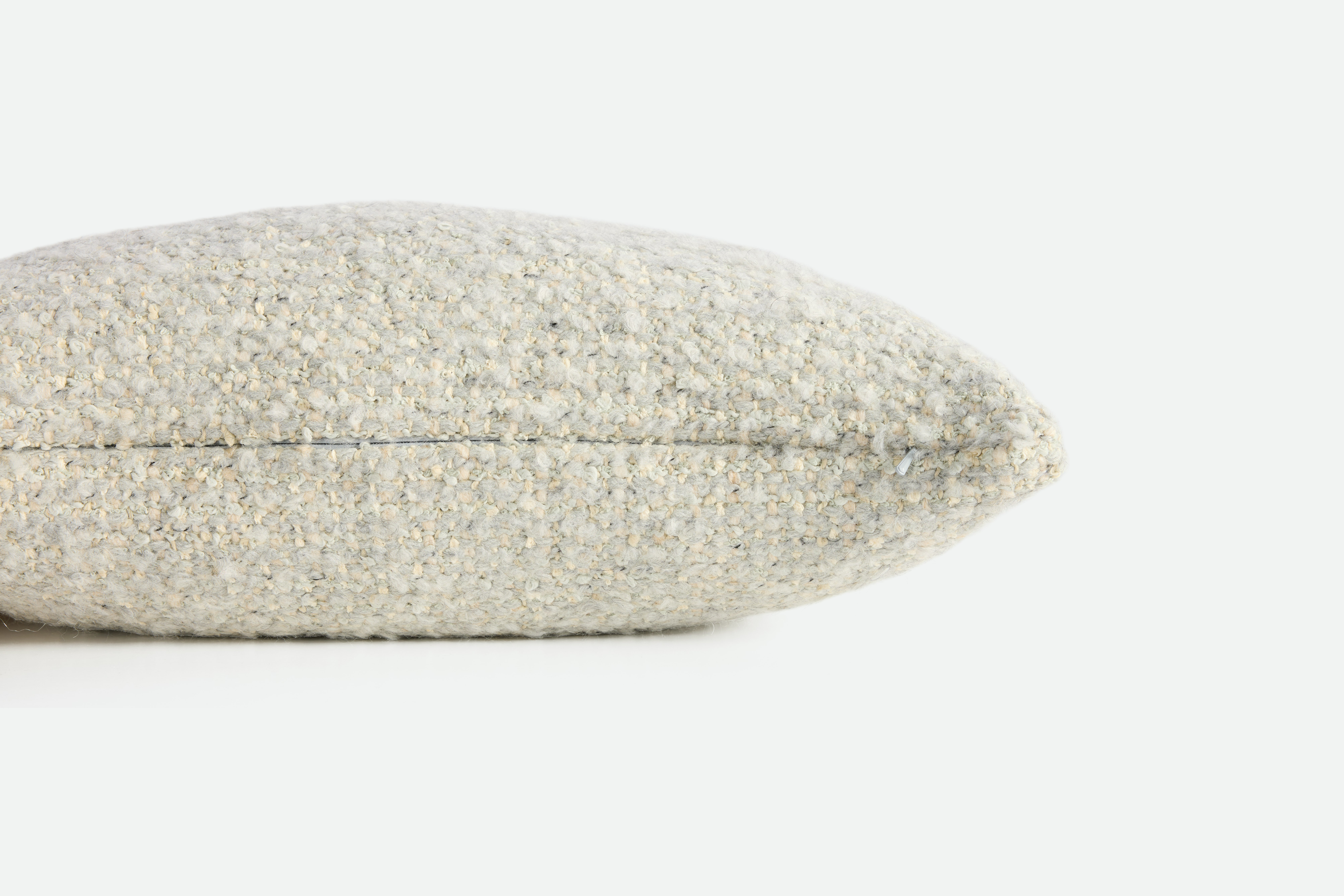 A detailed look at a Holly Hunt Cardigan Pillow in Silver Blue.