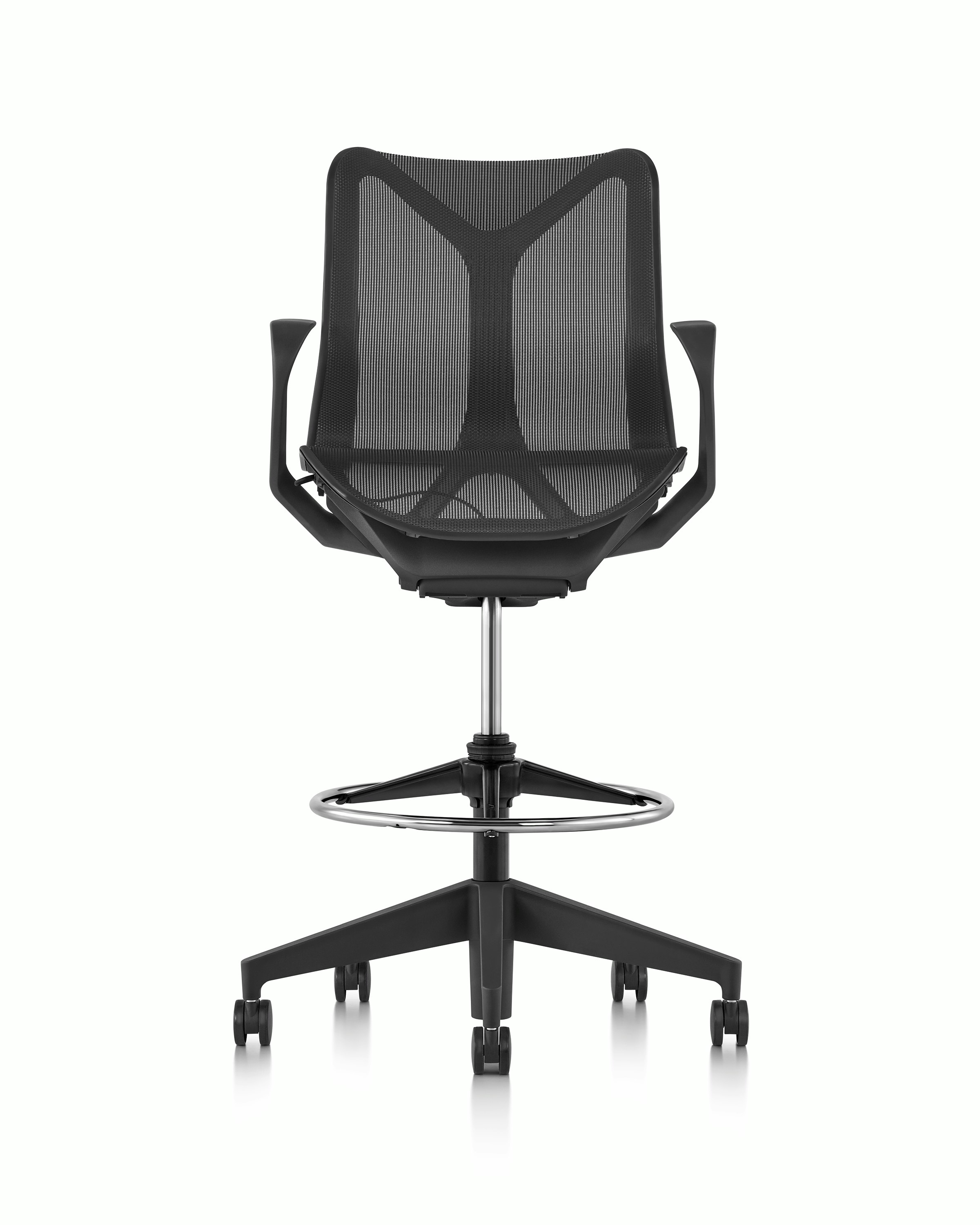 Cosm low back stool, front view, graphite