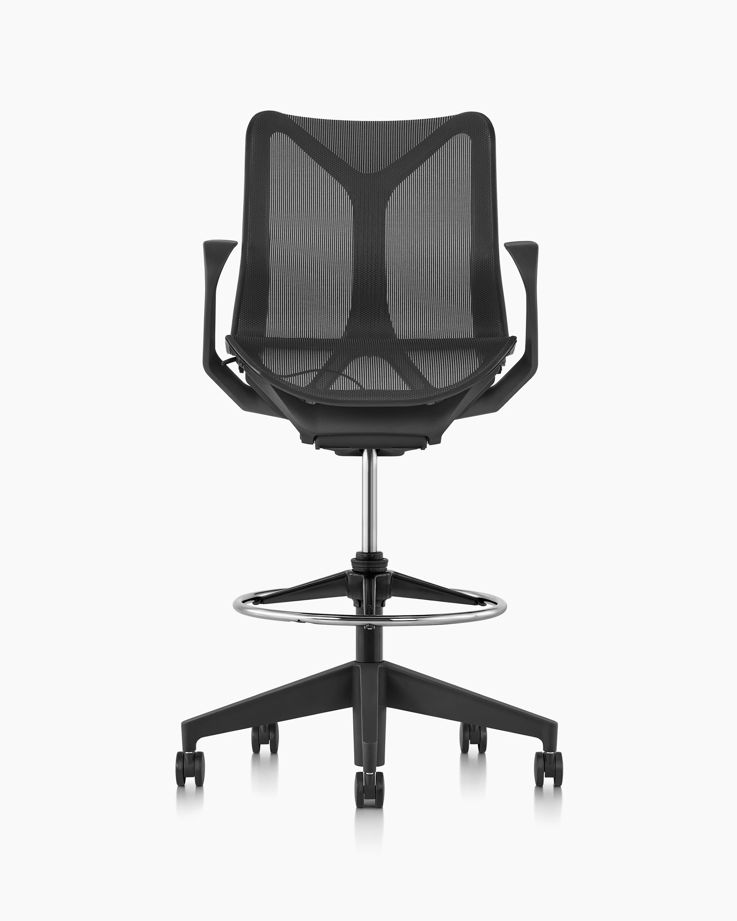 Cosm low back stool, front view, graphite