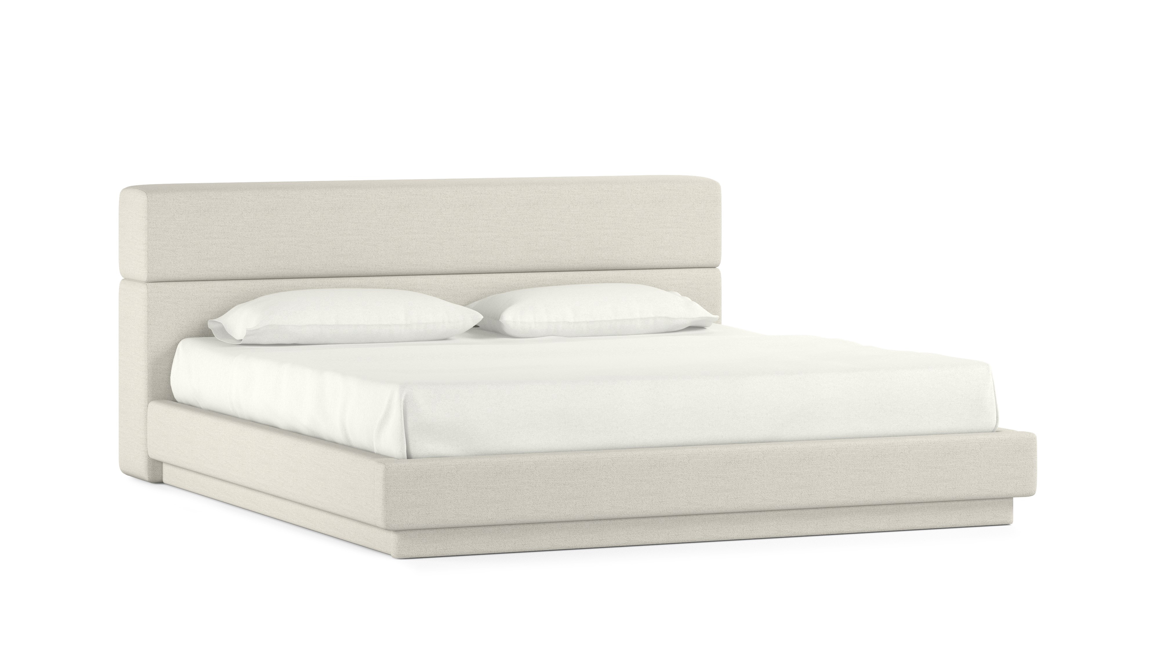 A Corbel Bed in buckram viewed from an angle.