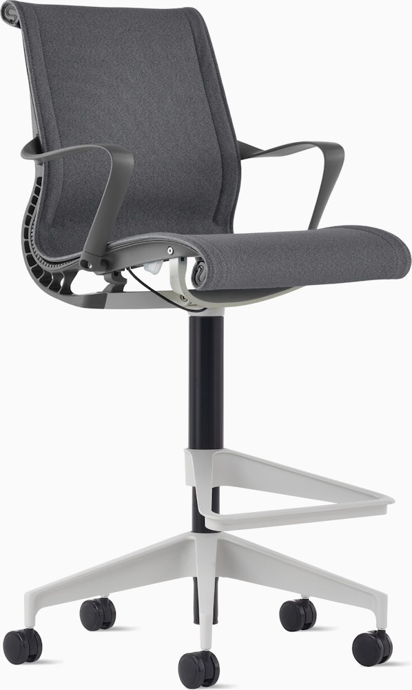 Setu Stool - Ribbon Arms,  Meld,  Knight,  Carbon,  Silver Alloy