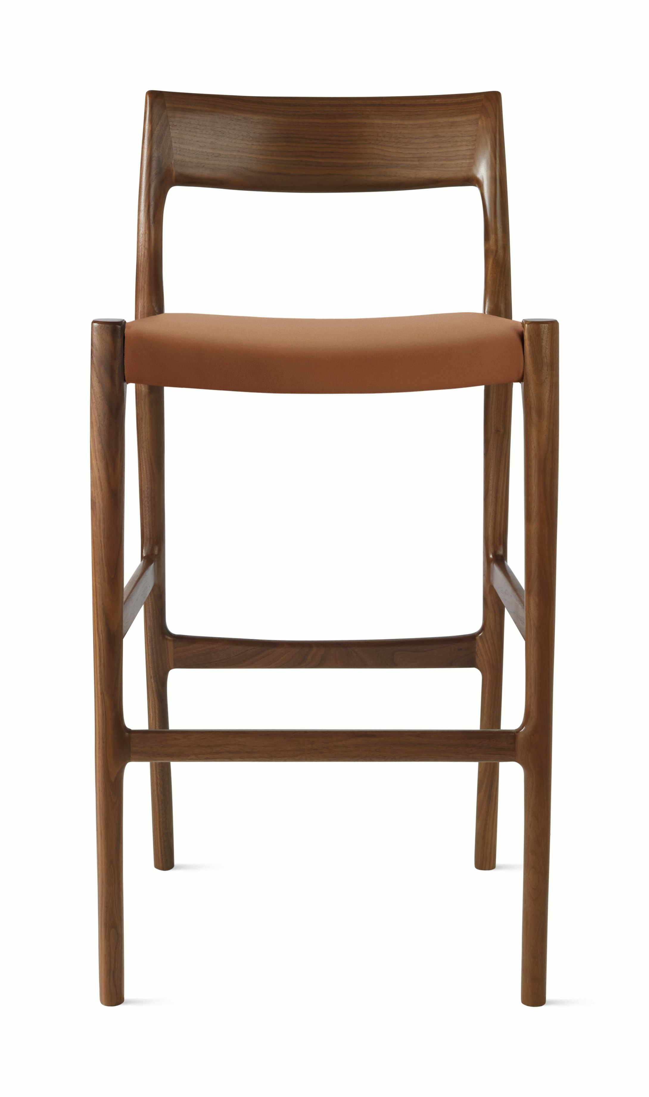 Moller Model 77 Stool - Bar Height,  Walnut,  Leather,  Tobacco