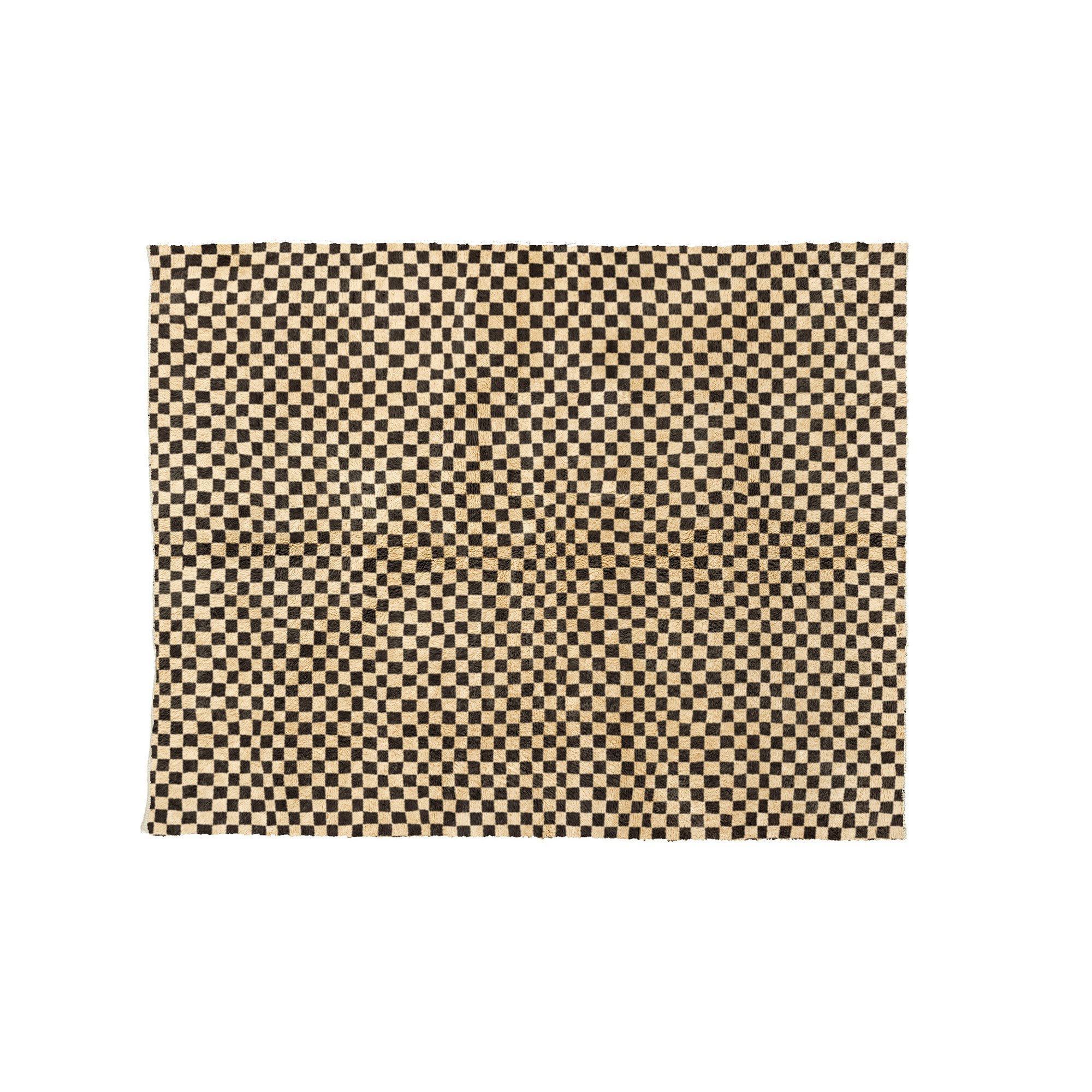 A Microcheck Shag Rug in Oat Chocolate Brown viewed from the front.