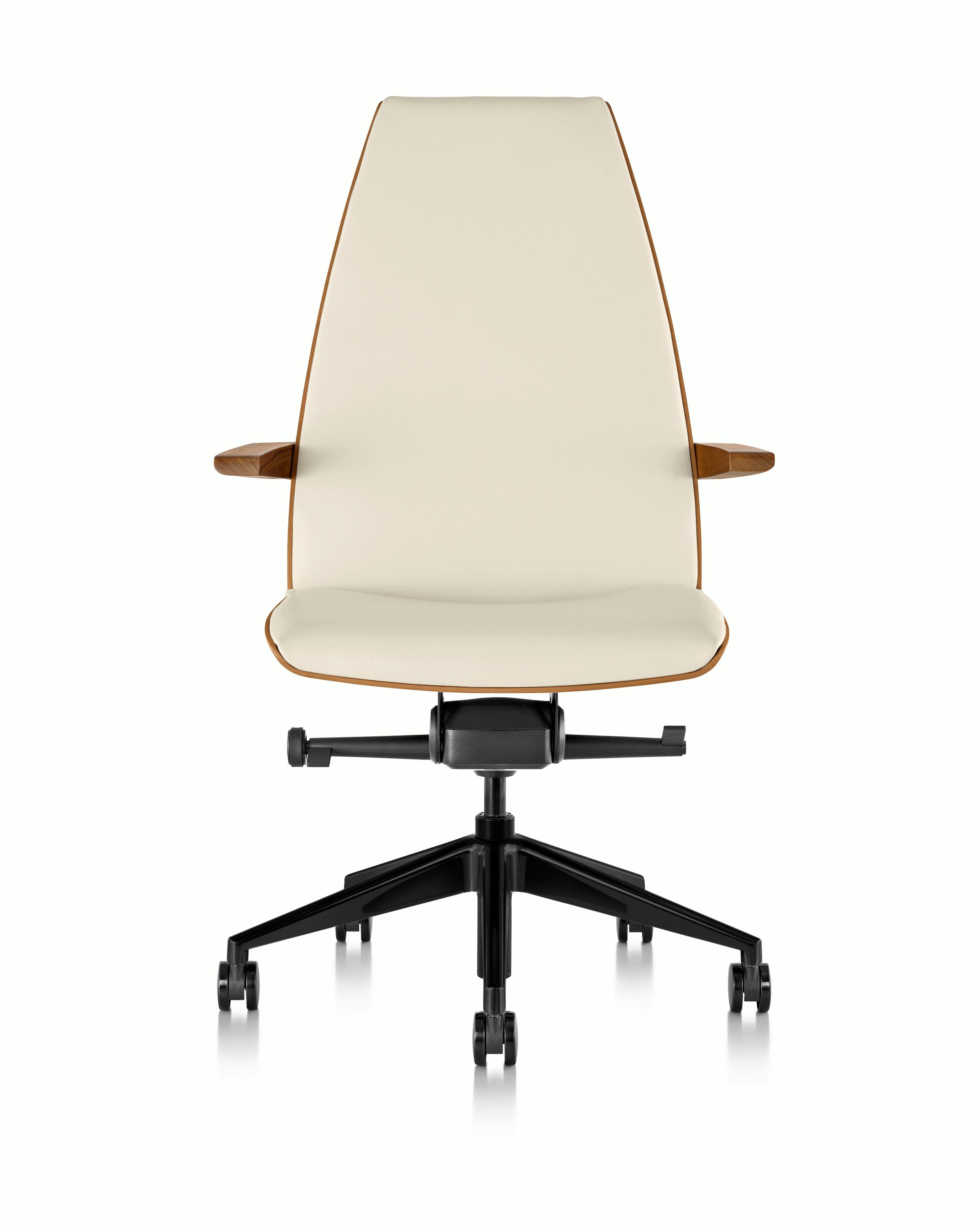 Clamshell Task Chair - Prone Leather, Lotus, Walnut, High Back, With Arms