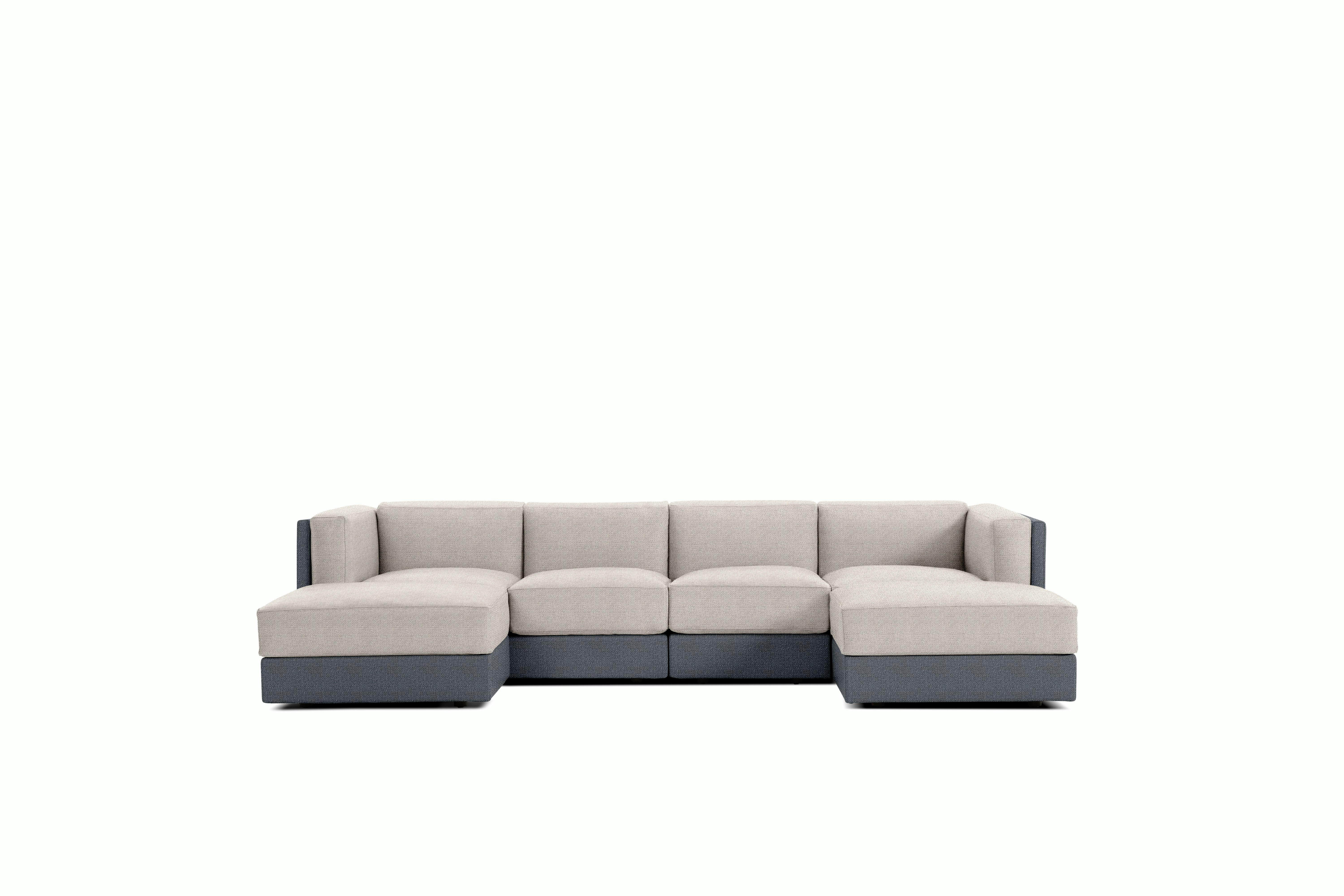 Symme Double Chaise Sectional - Fabric Frame,  Pebble Weave,  Pumice,  Pebble Weave,  Buff