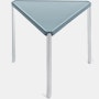Tambour Table - 14.25In, Triangular, Polished Aluminum, Light Blue