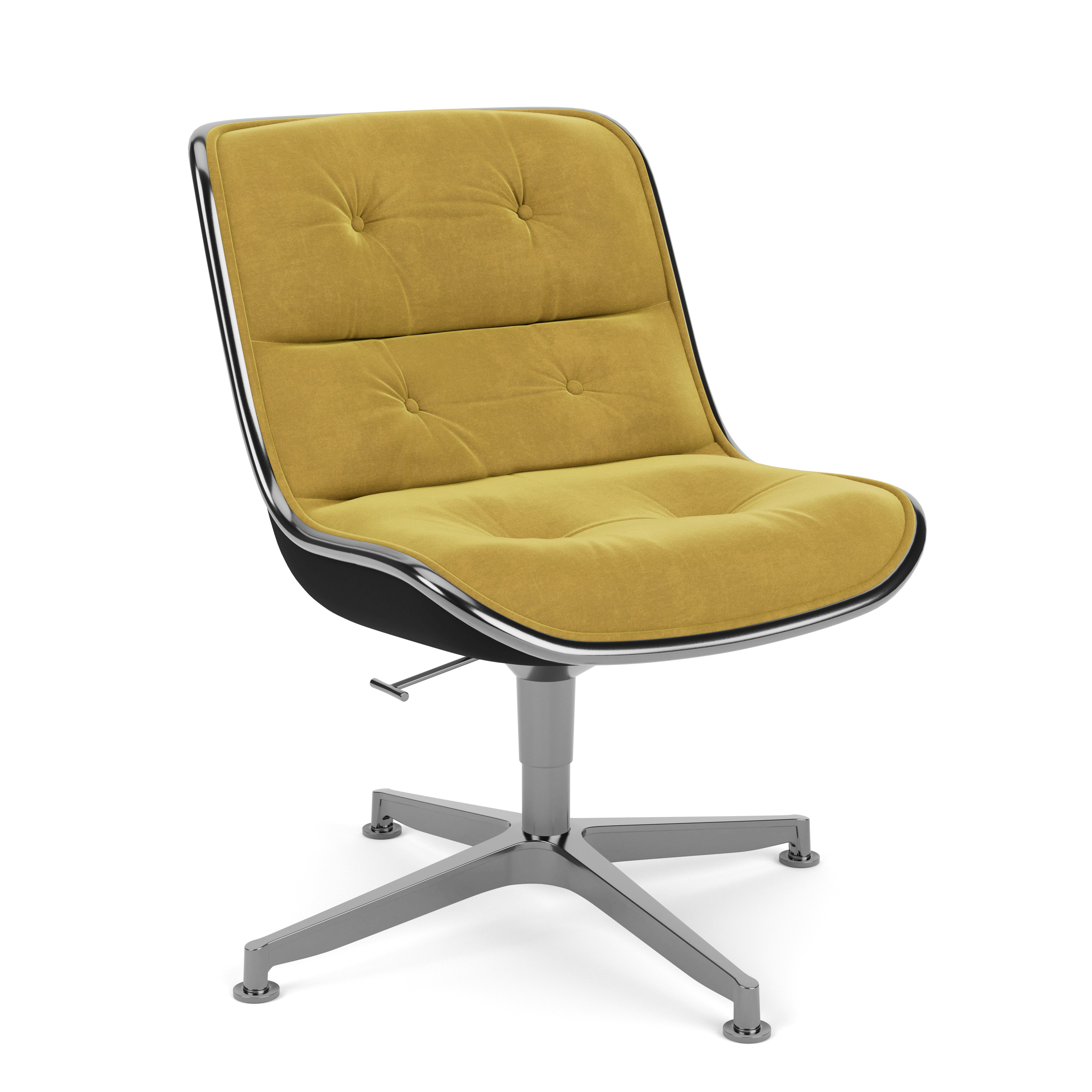 Pollock Executive Side Chair - 4 Star, Polished Aluminum, Knoll Velvet, Amarillo