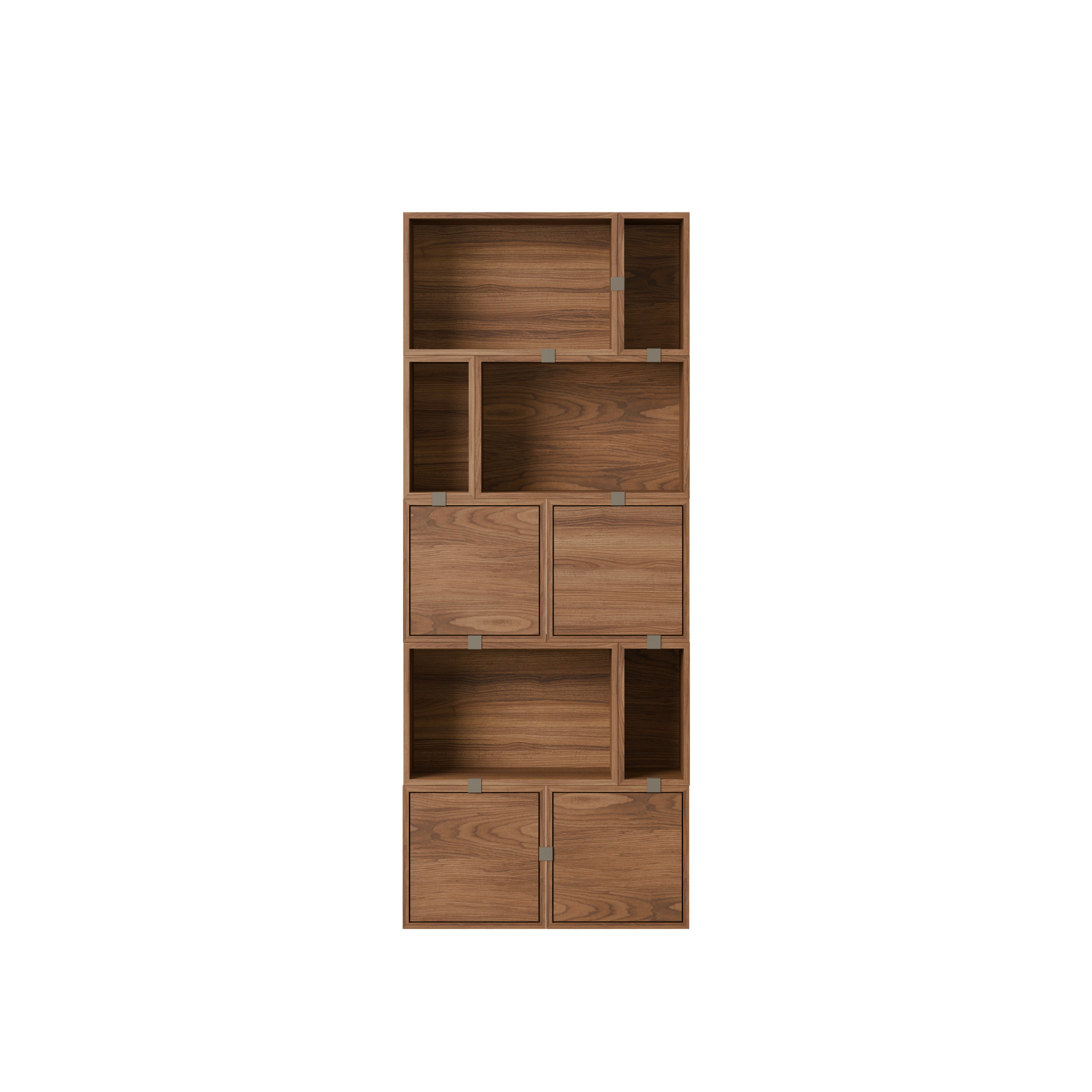 Stacked Storage Bookcase - Configuration 8, Walnut, No Base