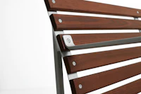 Traverse Dining Bench with Arms - Heat Treated Ash, Lacquered Aluminum Frame