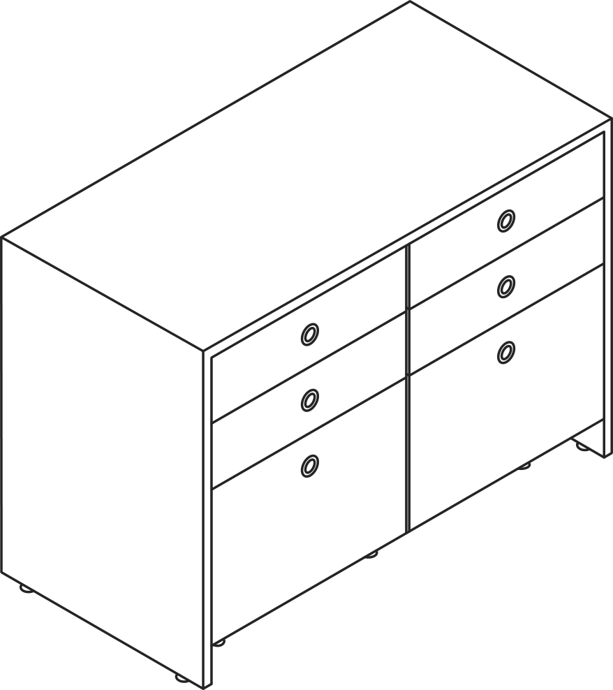 A line drawing - Sled Base Credenza | 2 Units Wide