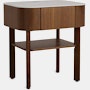 Parabole Nightstand - walnut,  white marble