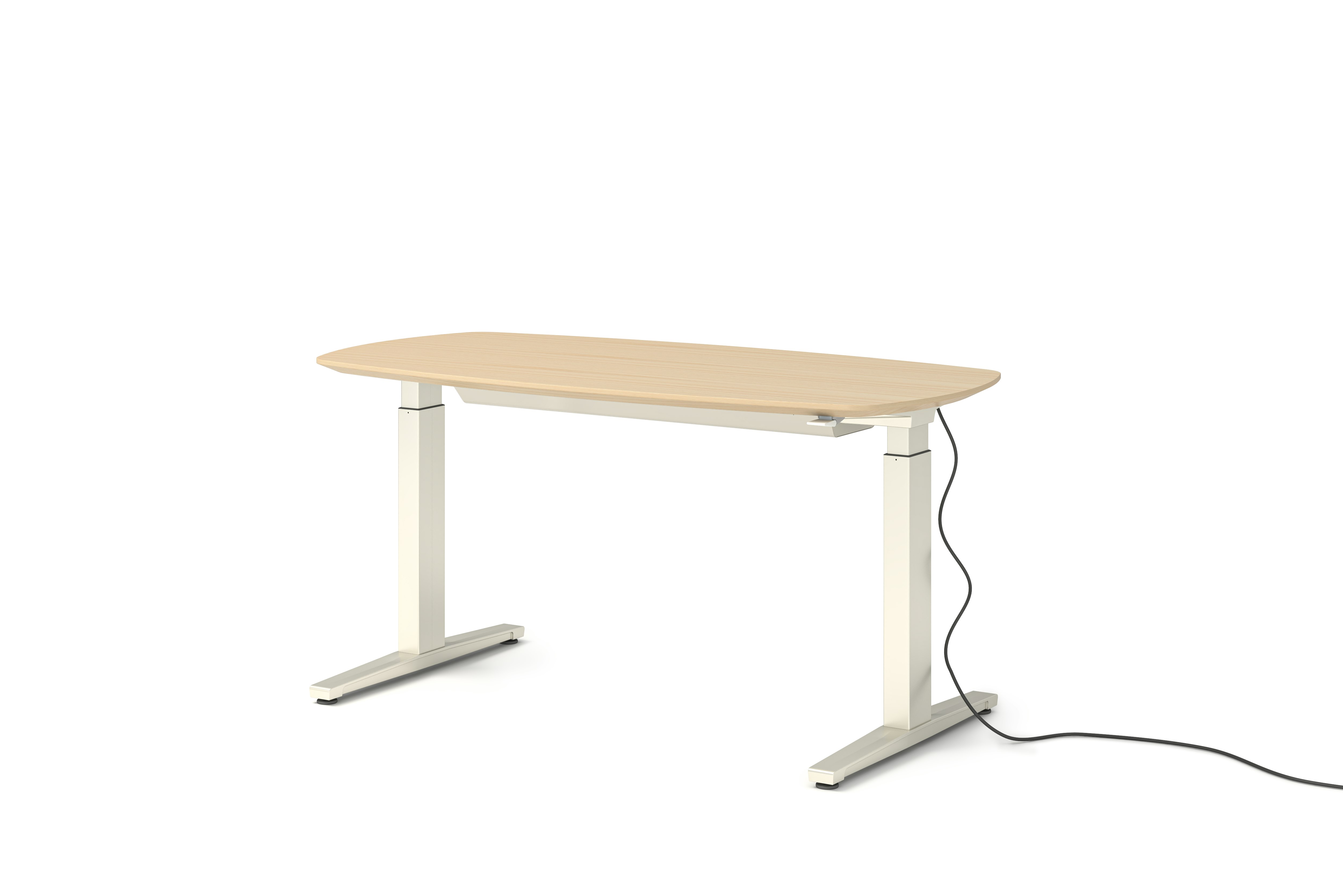 Renew Executive S2S Desk 29x58, Veneer White Ash, White / White, Integrated Cord Management, Standard Power