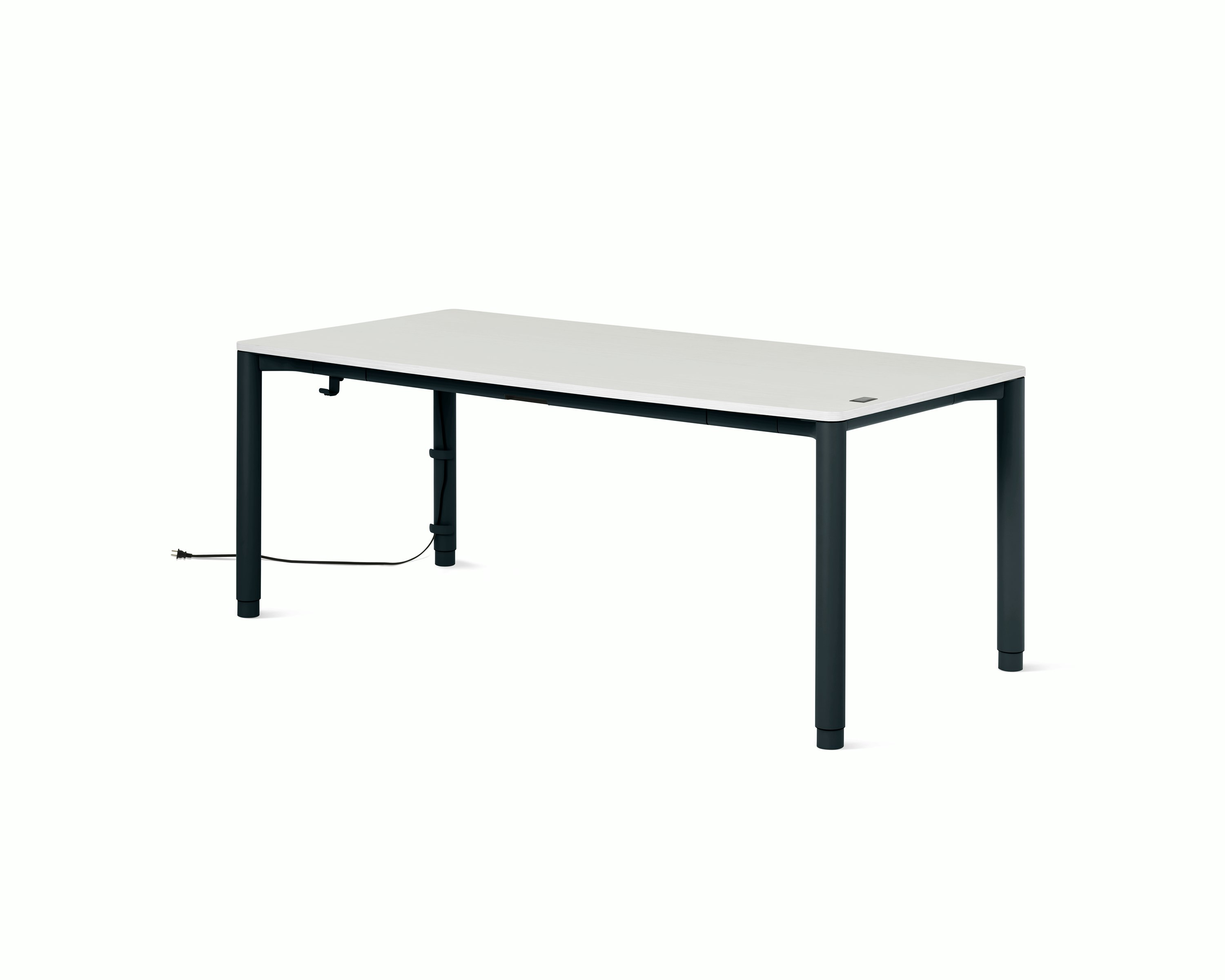 Spout S2S Table - 36" x 72"",  Laminate Studio White,  Nightfall,  With Cable Tray,  With Storage Drawer,  Standard Height"