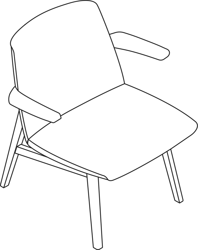 A line drawing - Clamshell Lounge Chair | With Arms