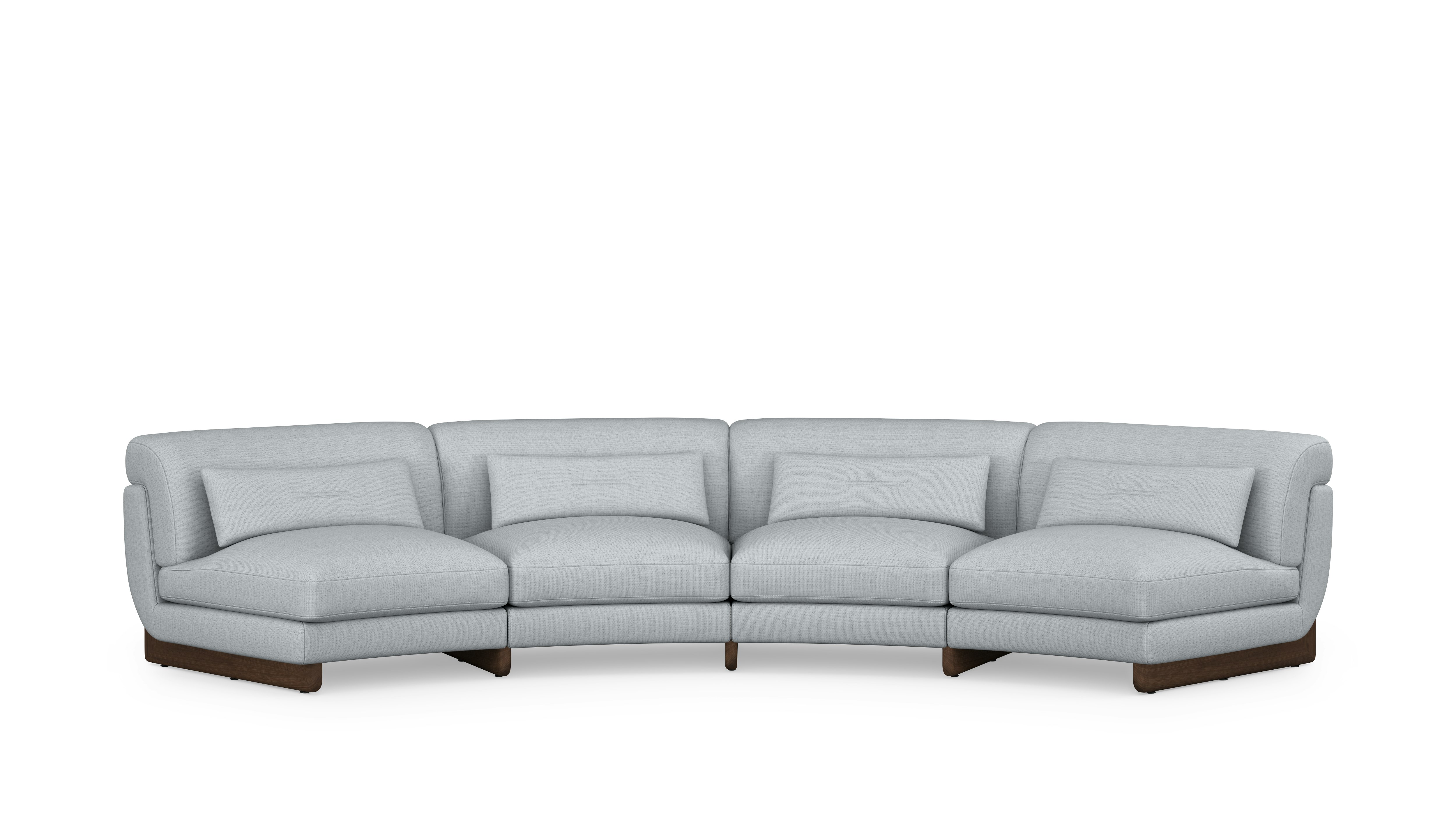 Contra Wedge Sectional - 4 Seat, Pebble Weave, Fog, Walnut