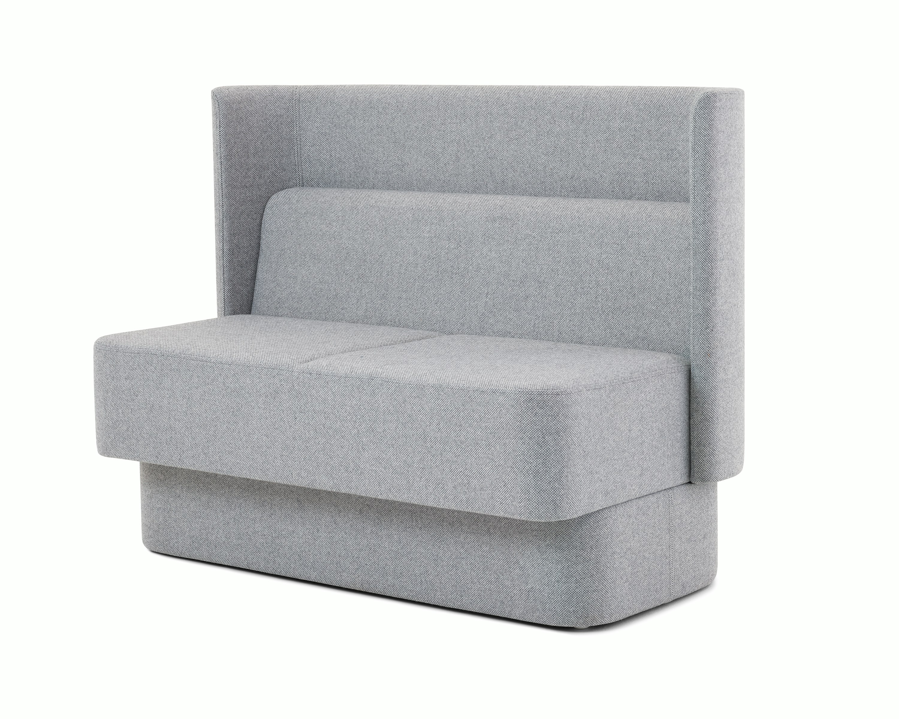 Light grey Pullman Modular Seating with shallow wing on an angle on white background.