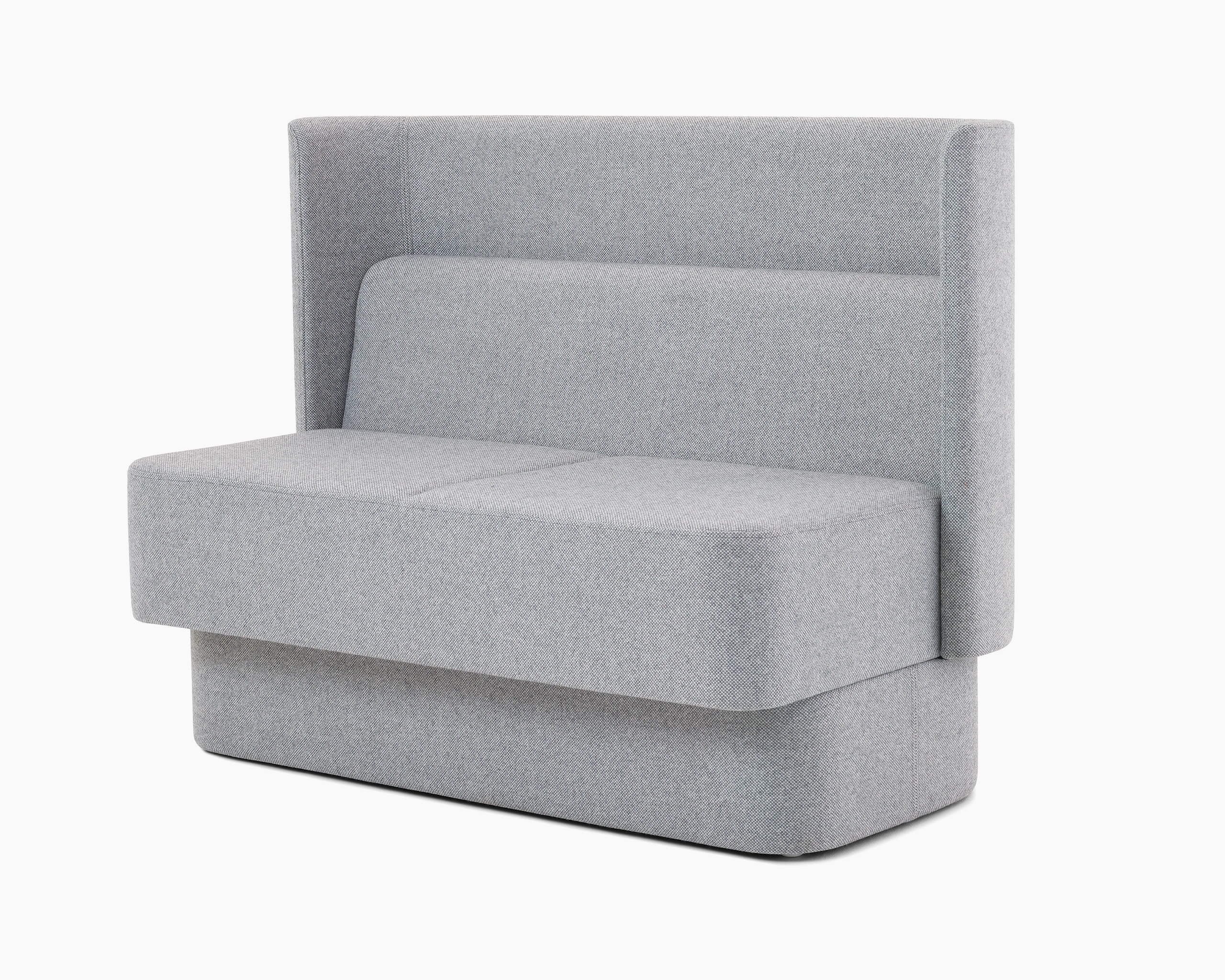Light grey Pullman Modular Seating with shallow wing on an angle on white background.