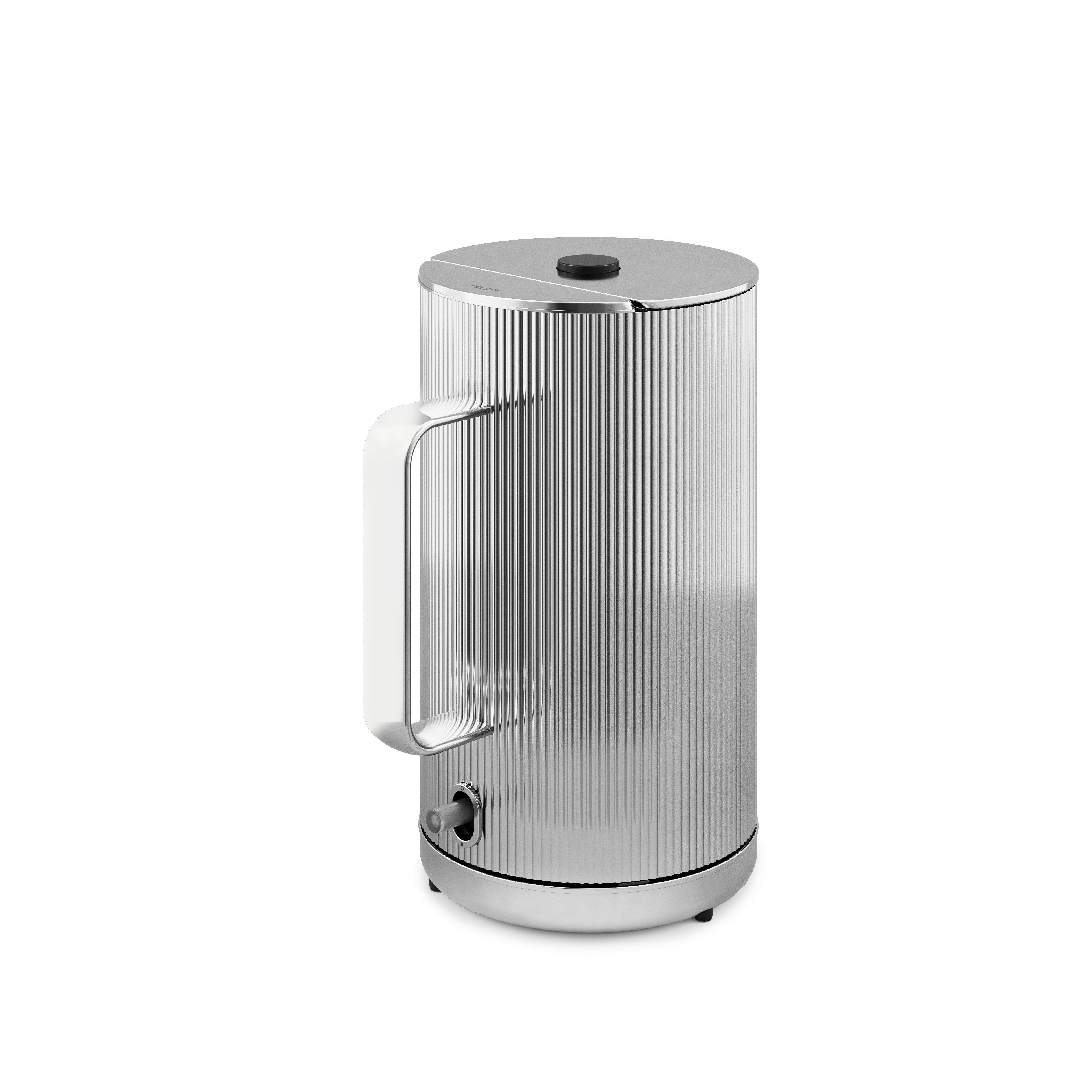 A Bernadotte Electric Kettle - Stainless Steel in grey viewed from an angle.