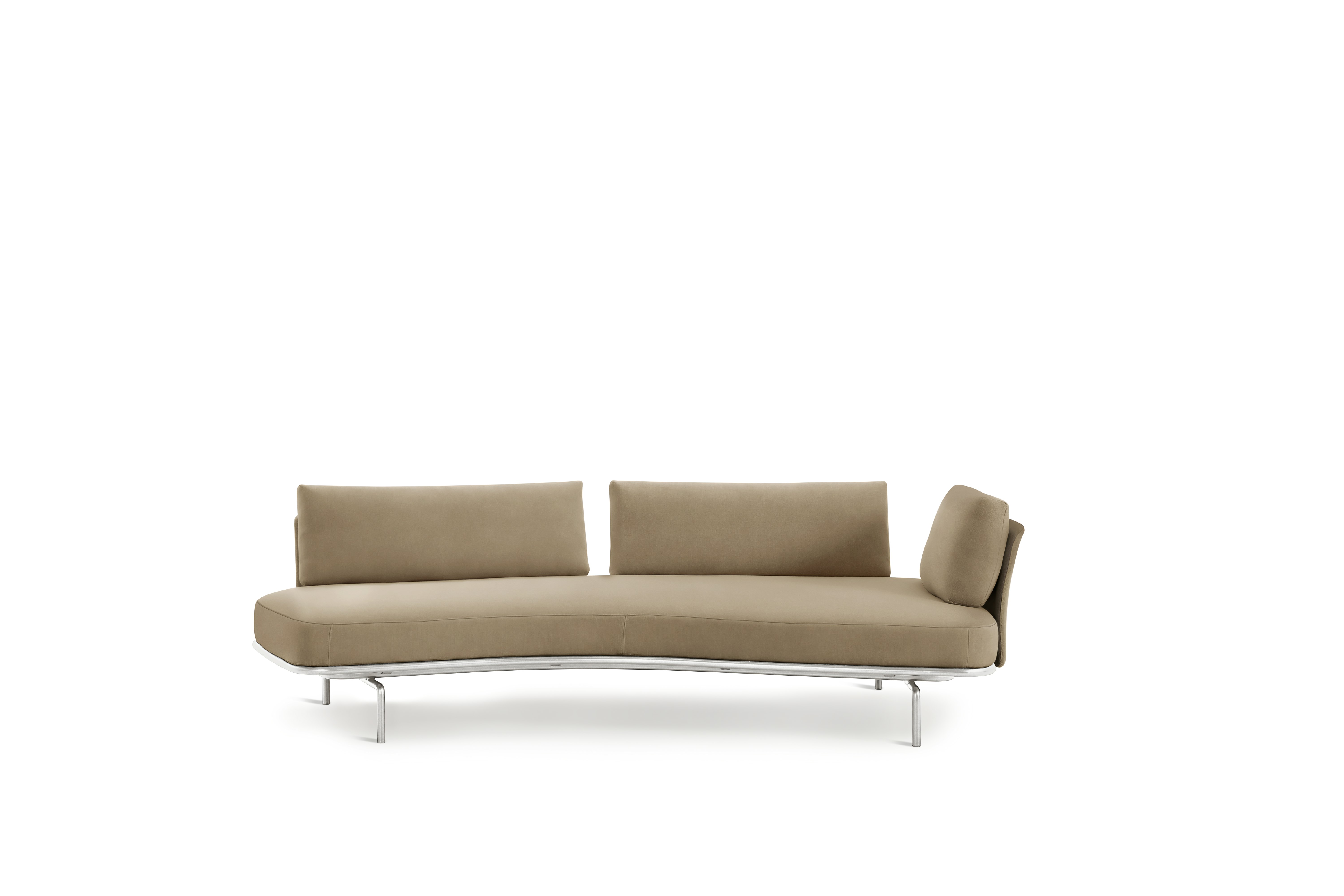 Panoramic Sofa - Left,  Small / Double Large,  Ultrasuede,  Pebble,  Chrome