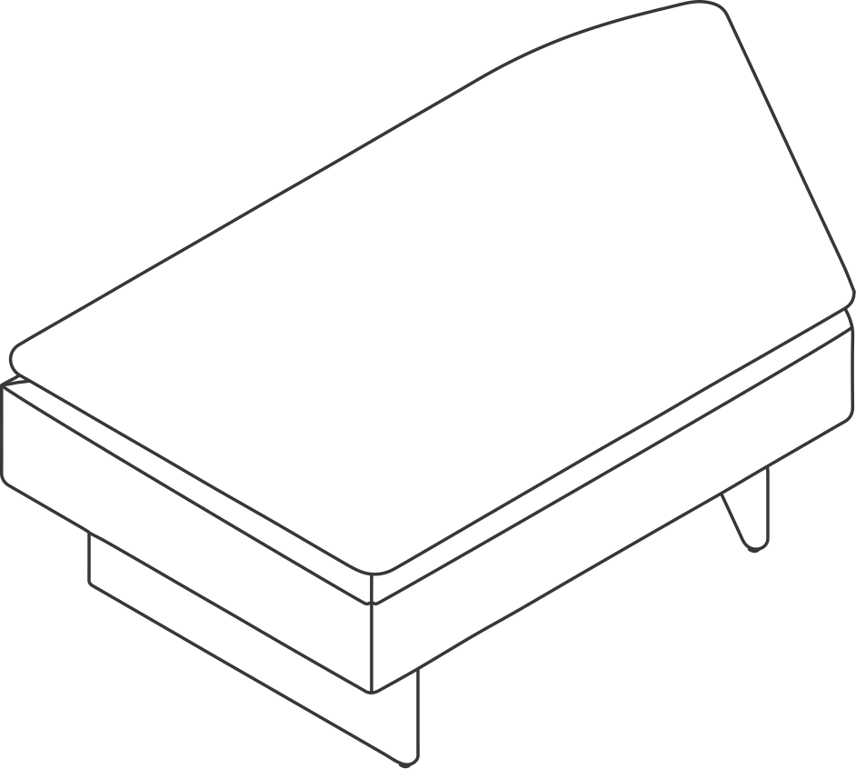 A line drawing - Mantle Bench | 2 Seat | Inside Angle