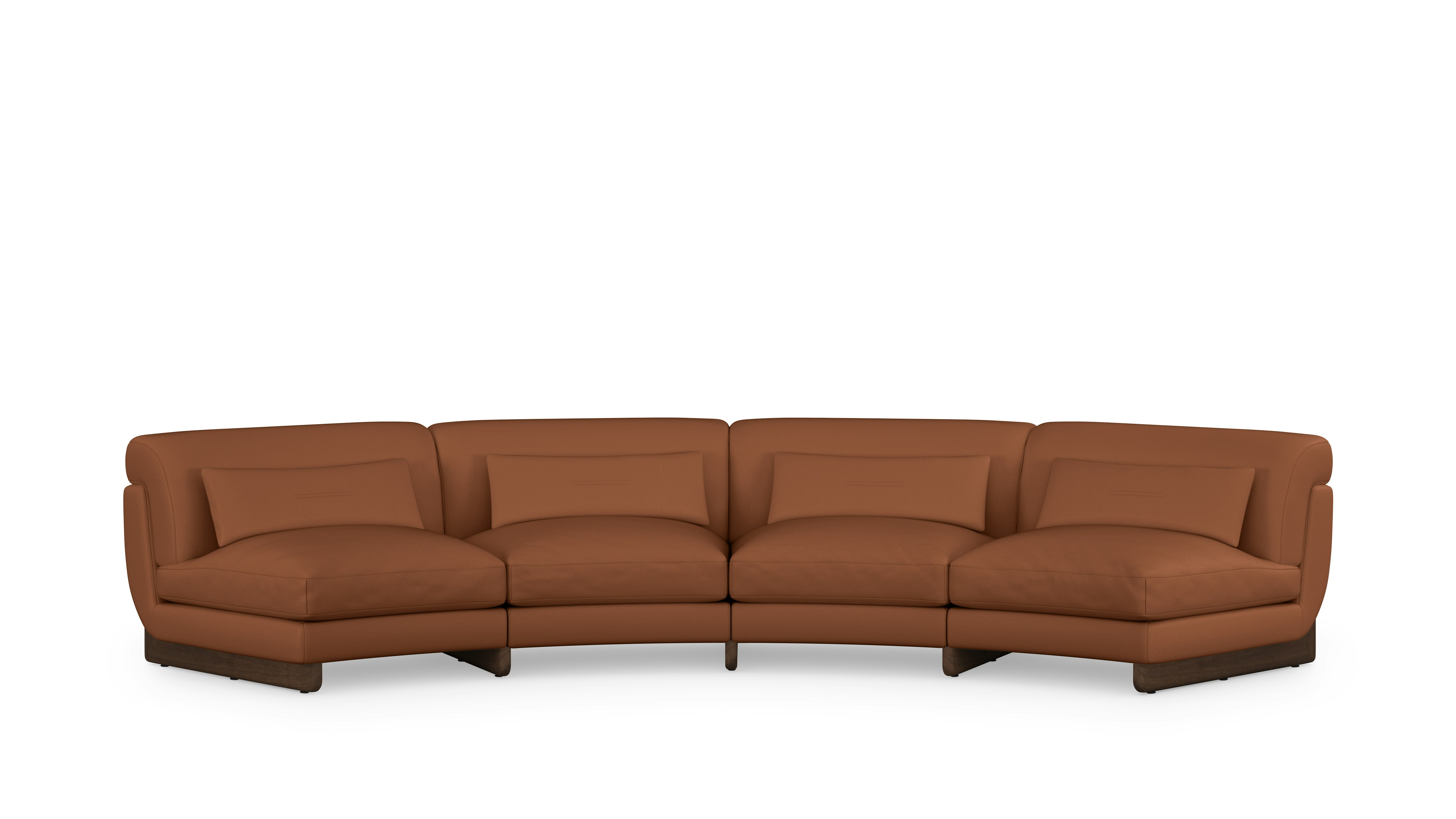 Contra Wedge Sectional - 4 Seat, Prone Leather, Ledge, Walnut
