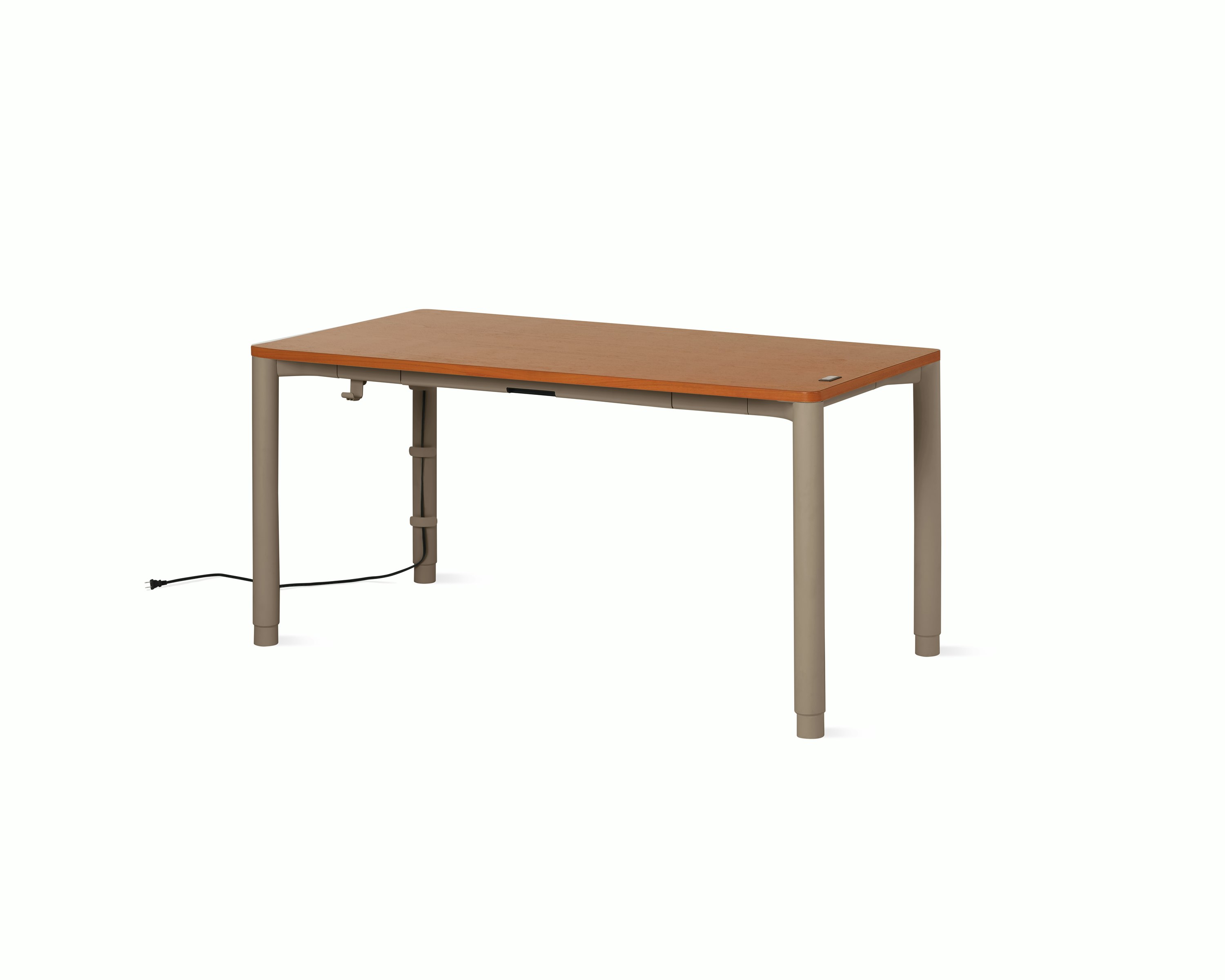 Spout S2S Table - 30" x 60"",  Veneer Walnut,  Cocoa,  With Cable Tray,  With Storage Drawer,  Standard Height"