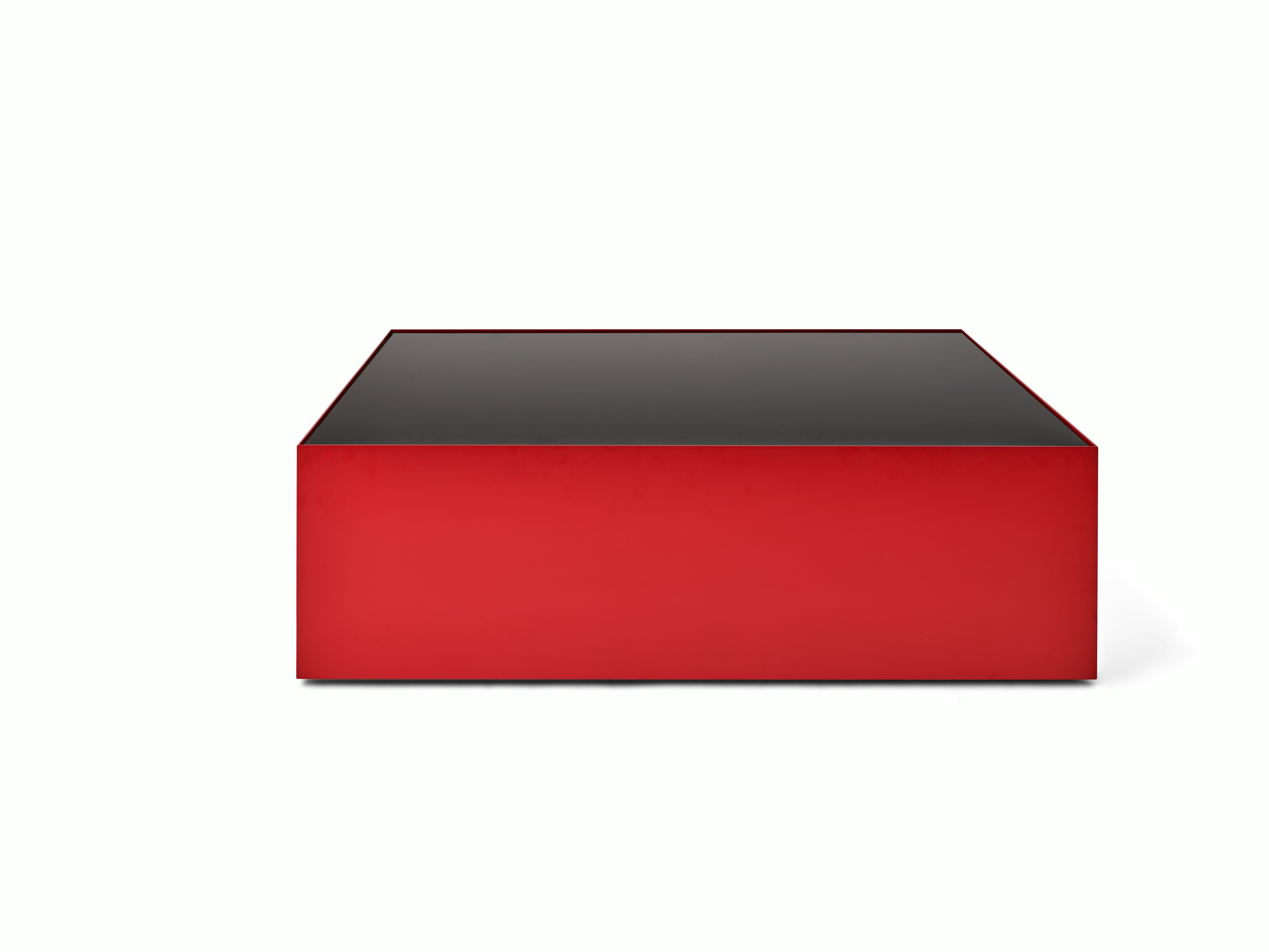 D Urso Occasional Tables - large,  crimson,  black painted glass