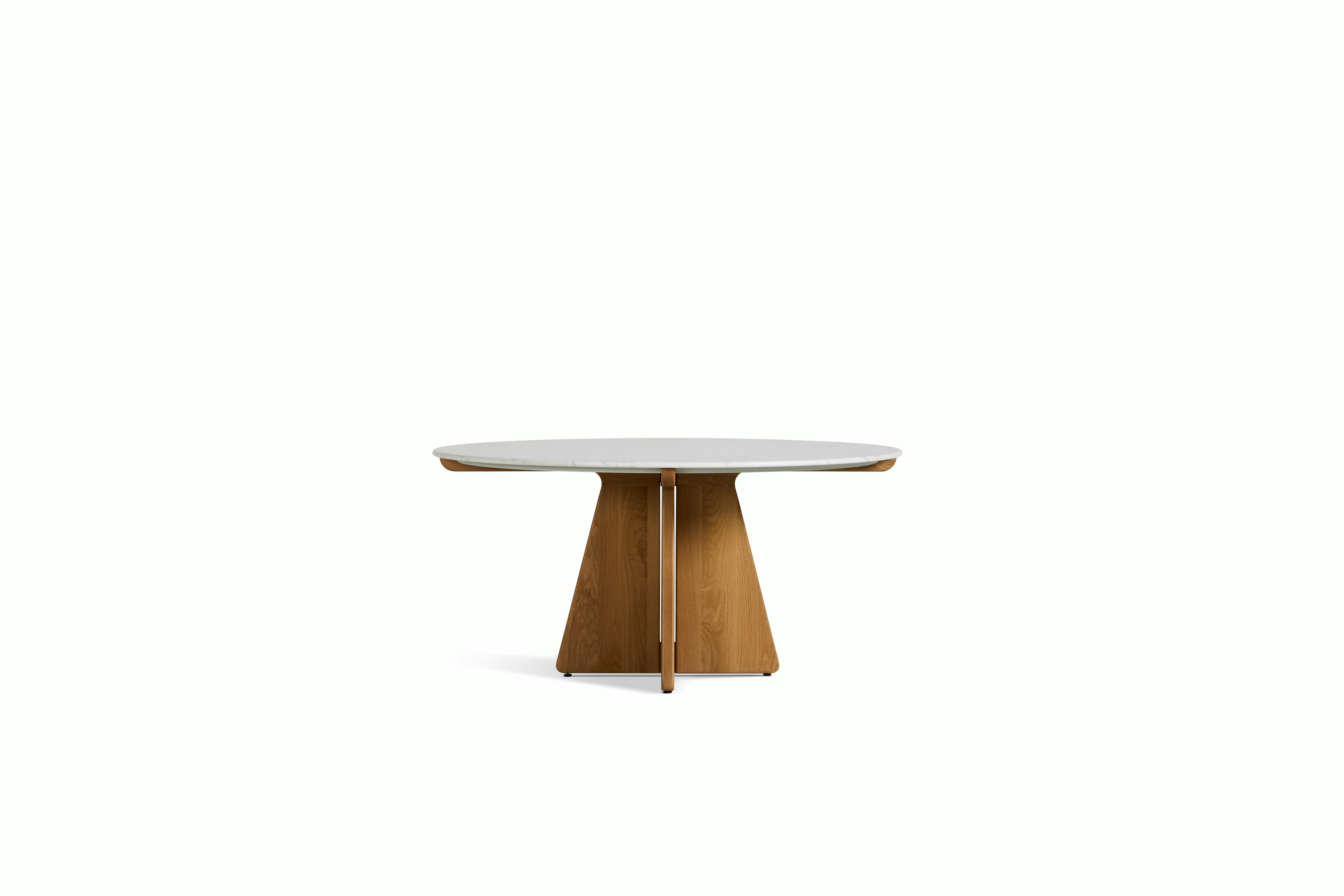 Pinna Dining Table - Round, 60 Inch, Carrara, White Oak