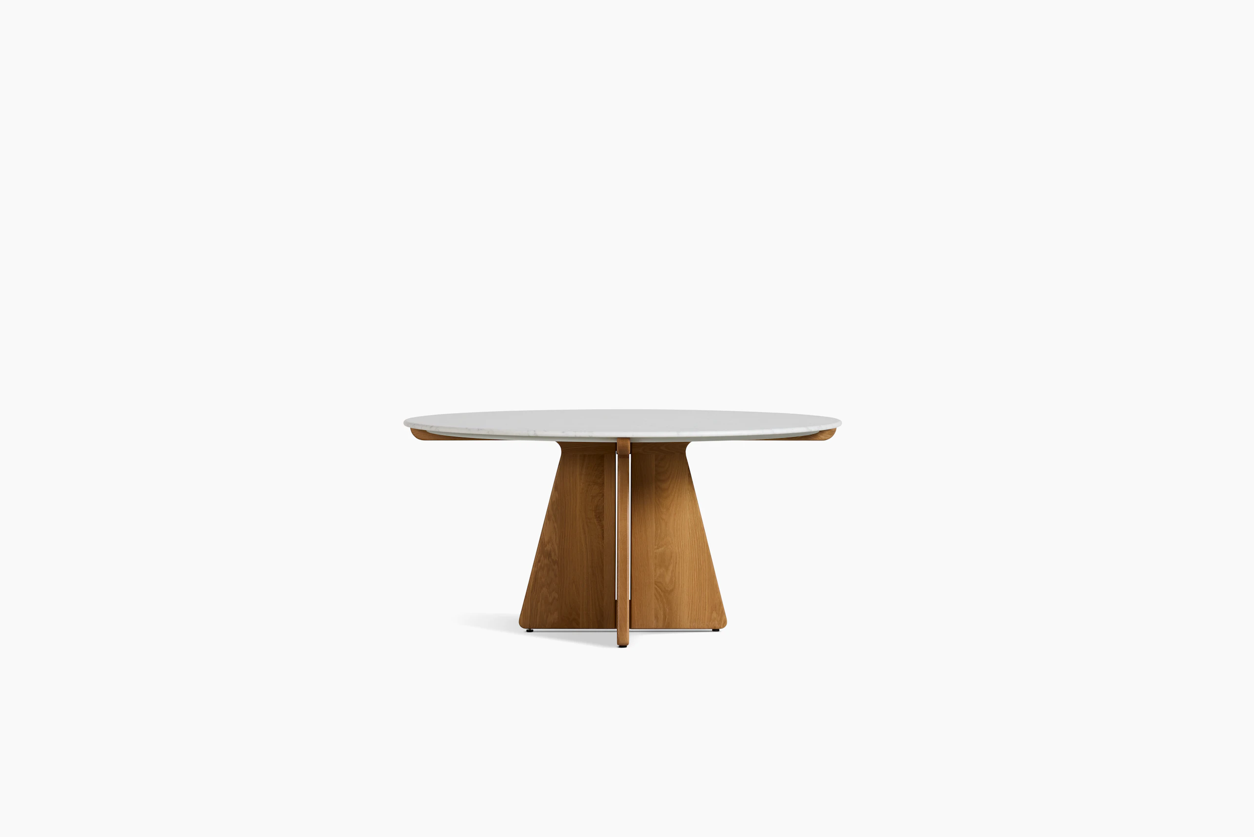 Pinna Dining Table - Round, 60 Inch, Carrara, White Oak