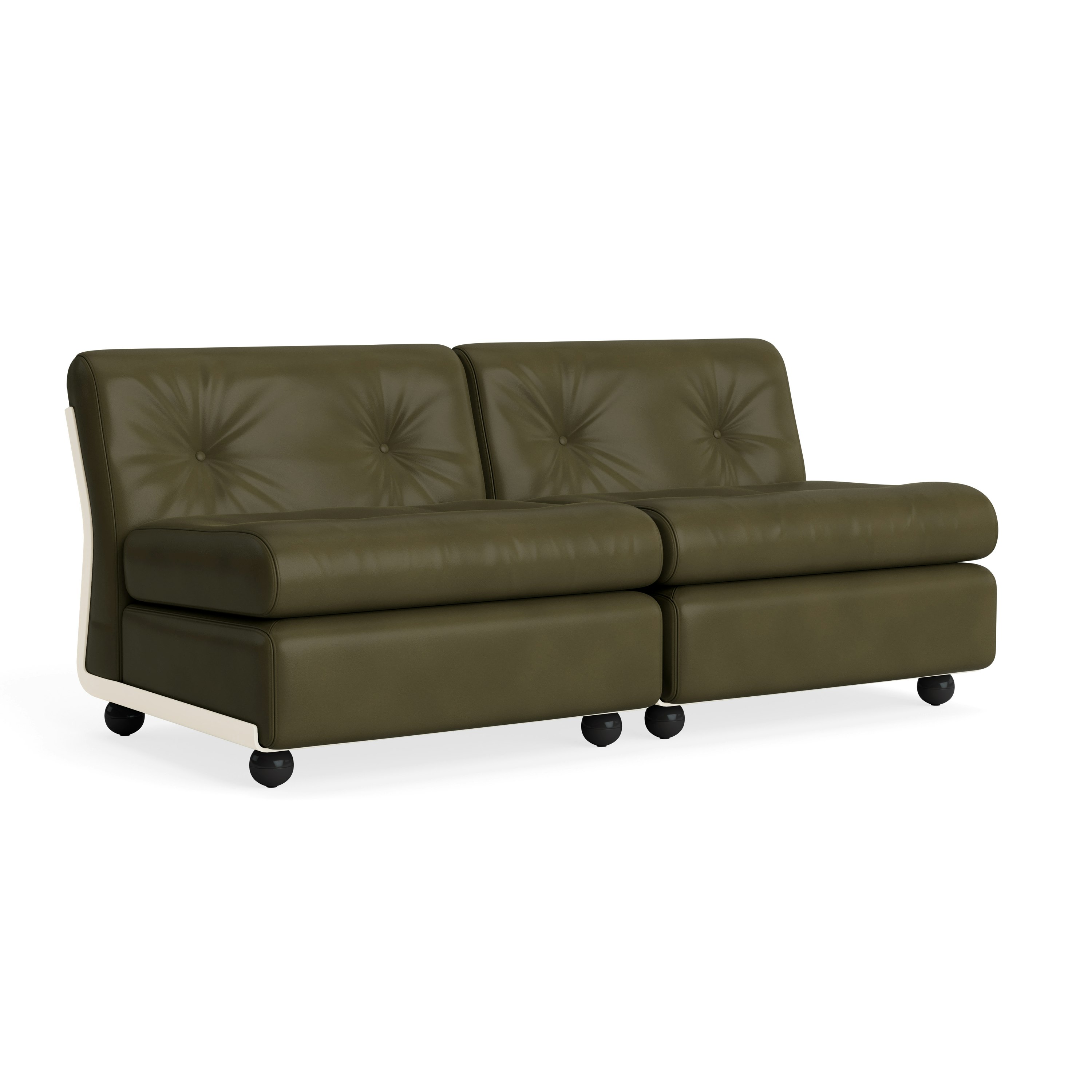 Amanta Sofa - Two Seater, Sense Leather, Forest Green, Cream Beige