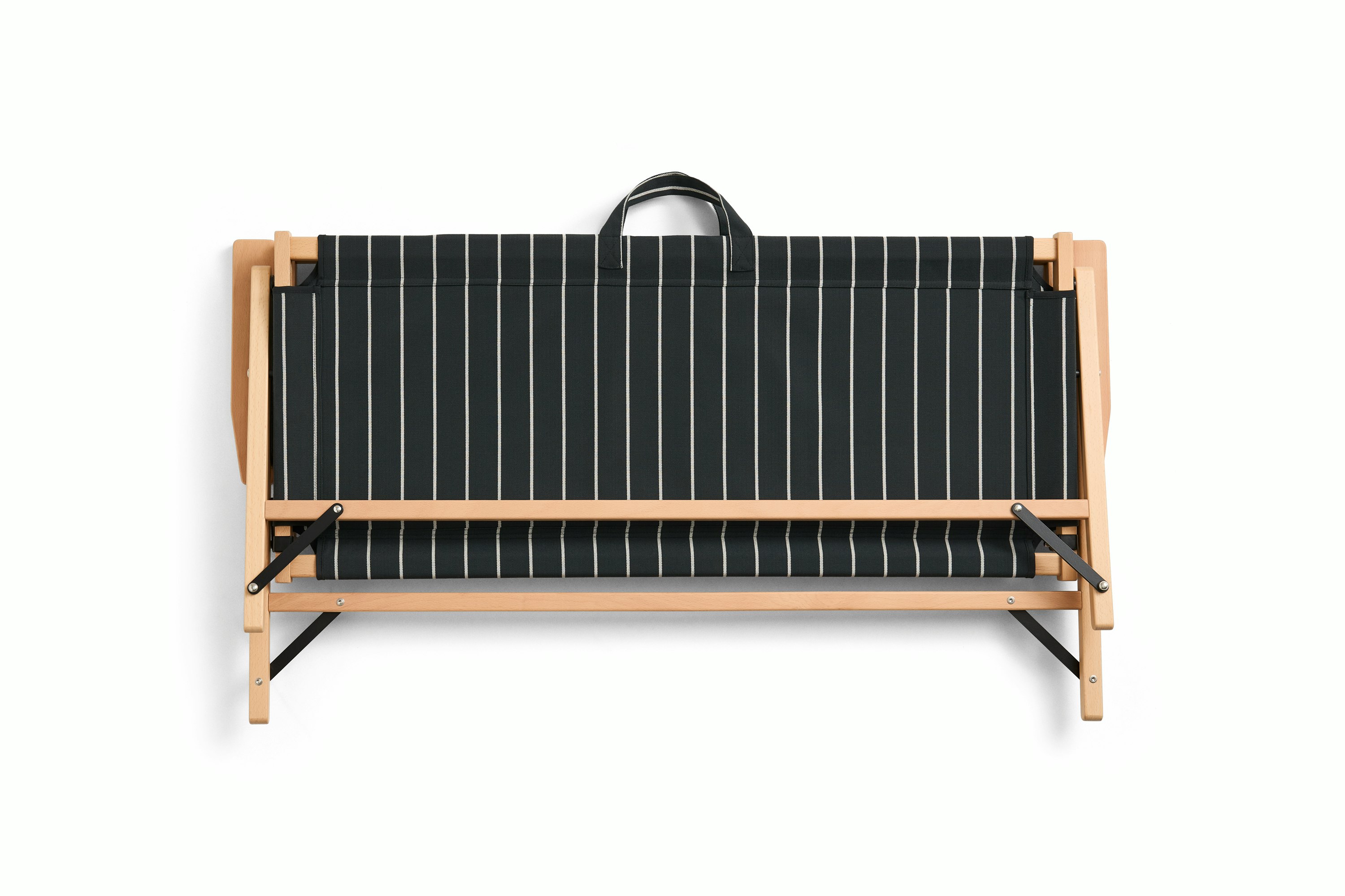 Outdoor Market Folding Sofa - Black With Beige Stripe