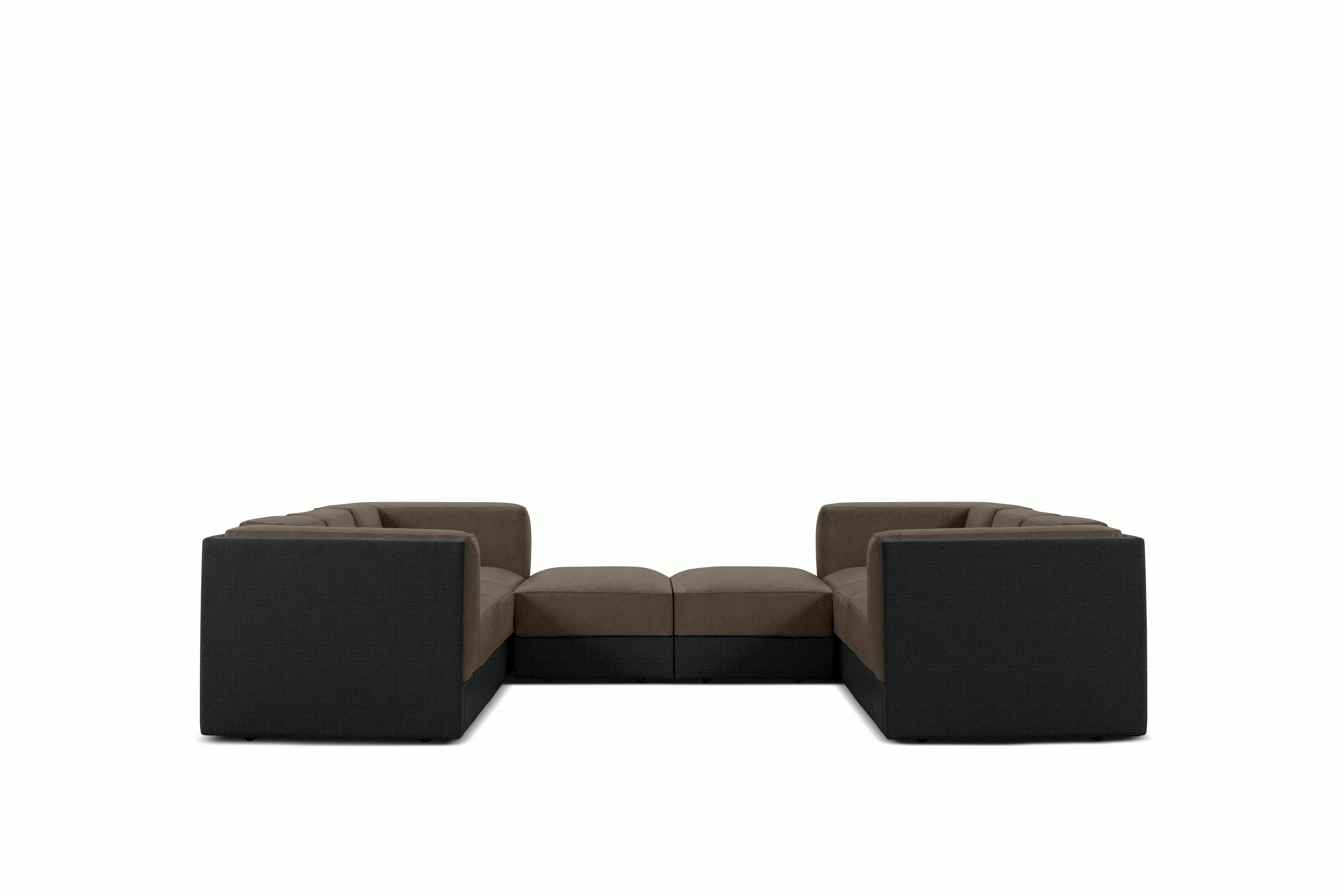 Symme U-Sectional - Fabric Frame,  Pebble Weave,  Cinder,  Pecora,  Chocolate