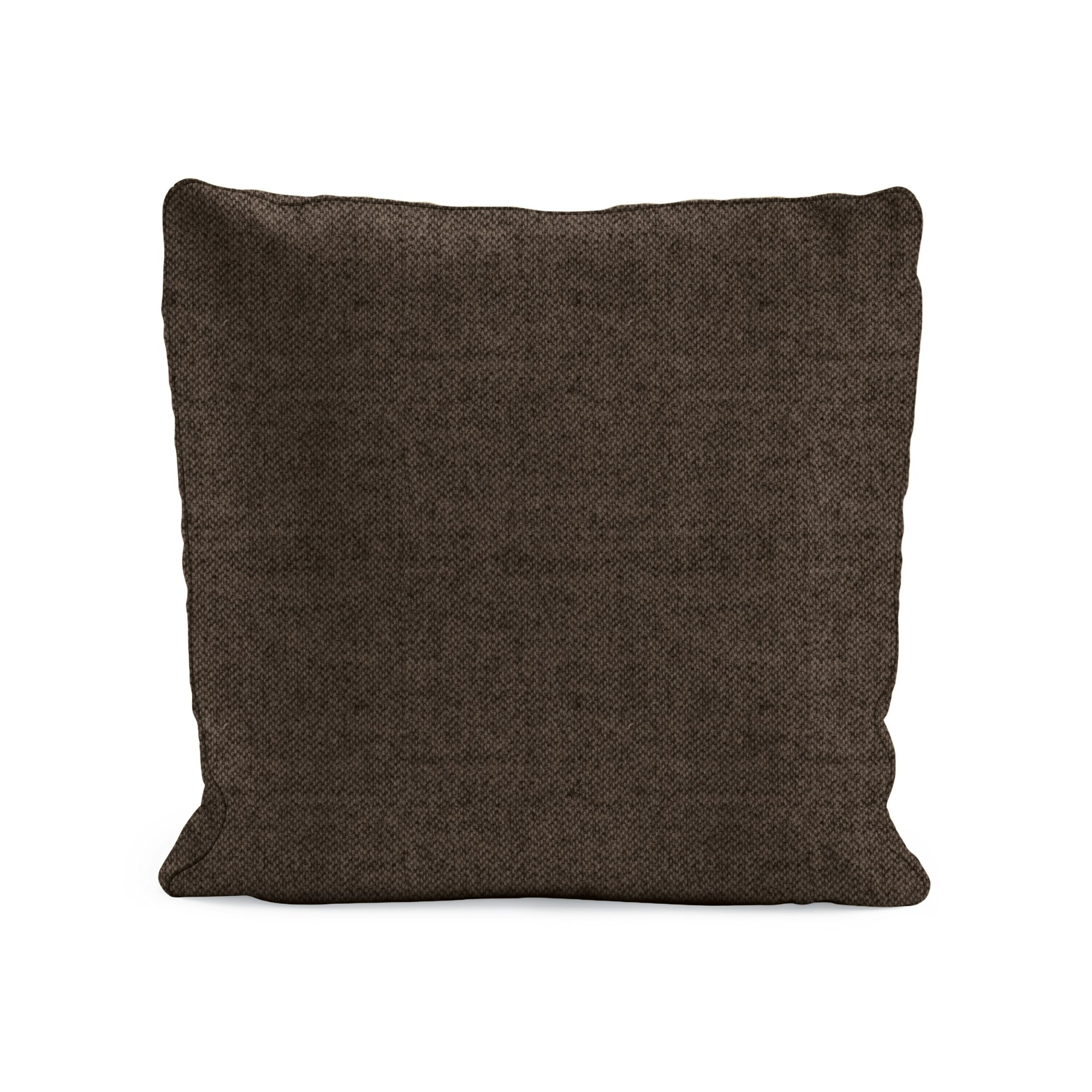 A Reid Throw Pillow in Pecora Chocolate viewed from the front.