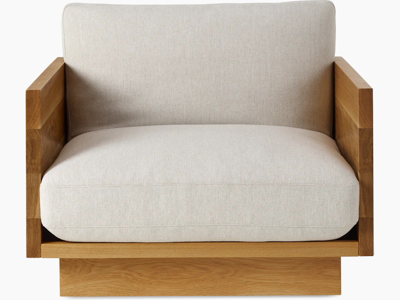 Pawson Drift Lounge Chair in Oak and grey cushions (Mode Clavicle)