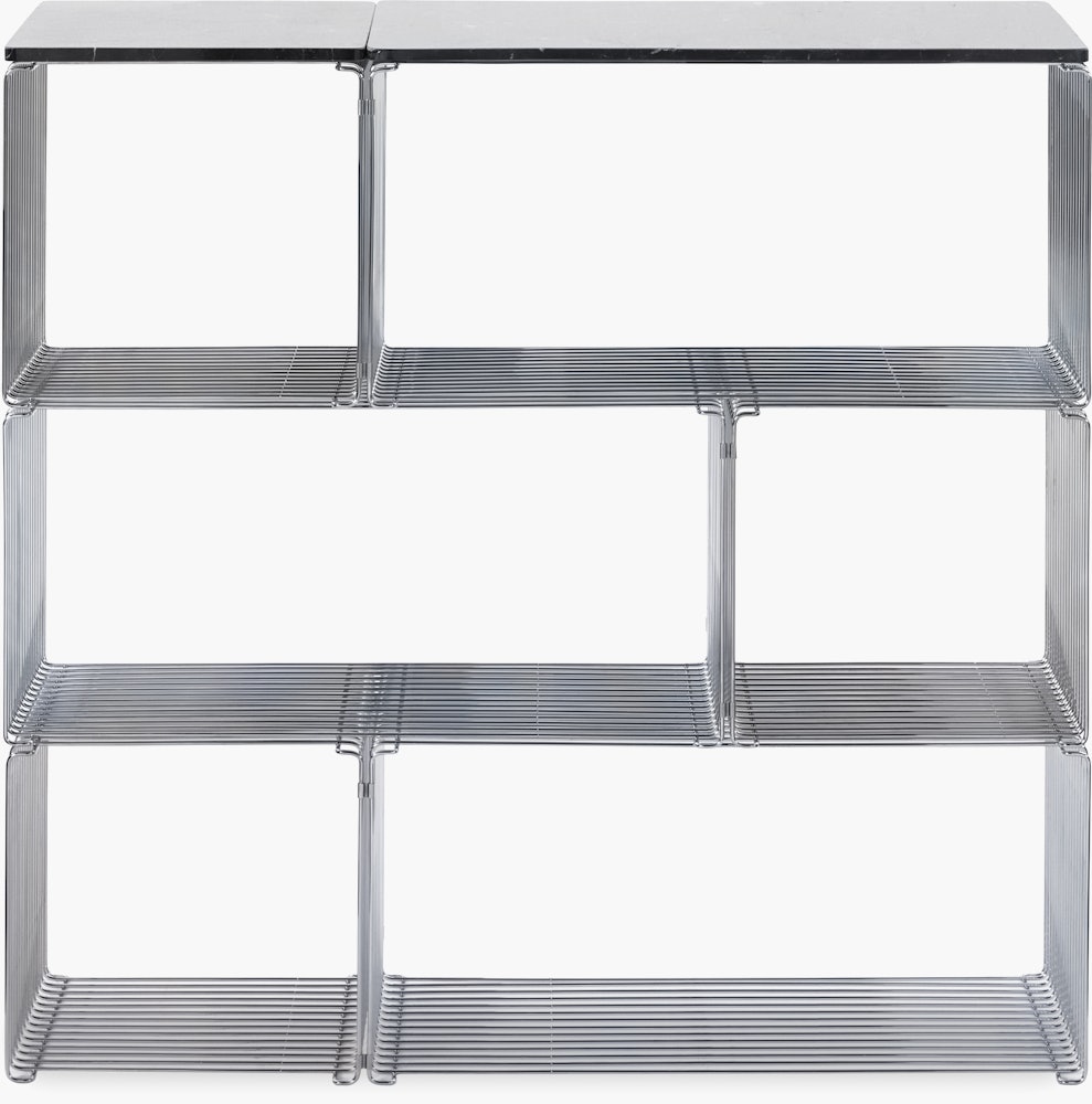 Panton Wire Shelving - Low, Black Marble, Chrome