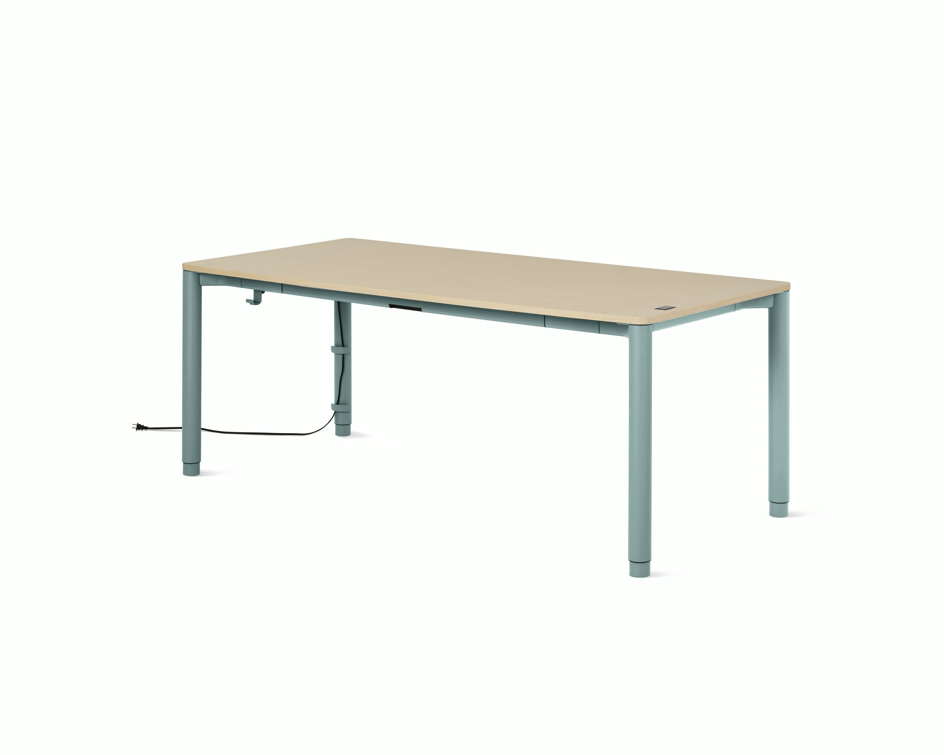Spout S2S Table - 36" x 72"",  Veneer Clear on Ash,  Glacier,  With Cable Tray,  With Storage Drawer,  Standard Height"
