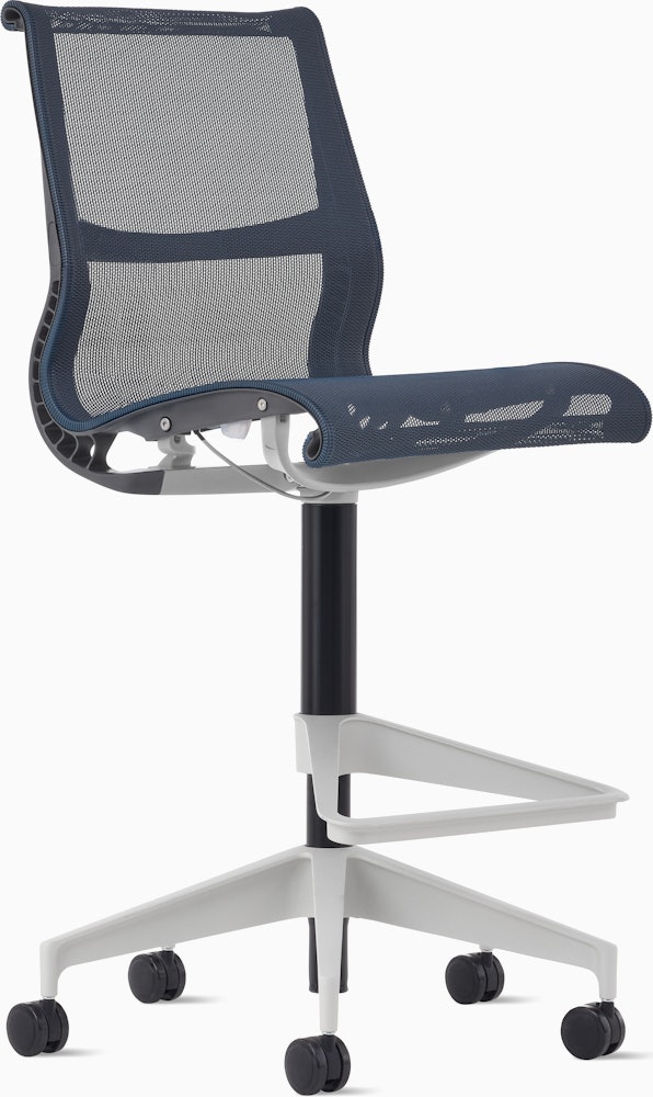 Setu Stool - No Arms,  Intercept,  Nightfall,  Carbon,  Silver Alloy