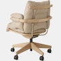 Ramus Chair - Low Back,  Comfort Leather,  Grey Beige,  Oak,  Satin Brass,  Hard Floor Caster