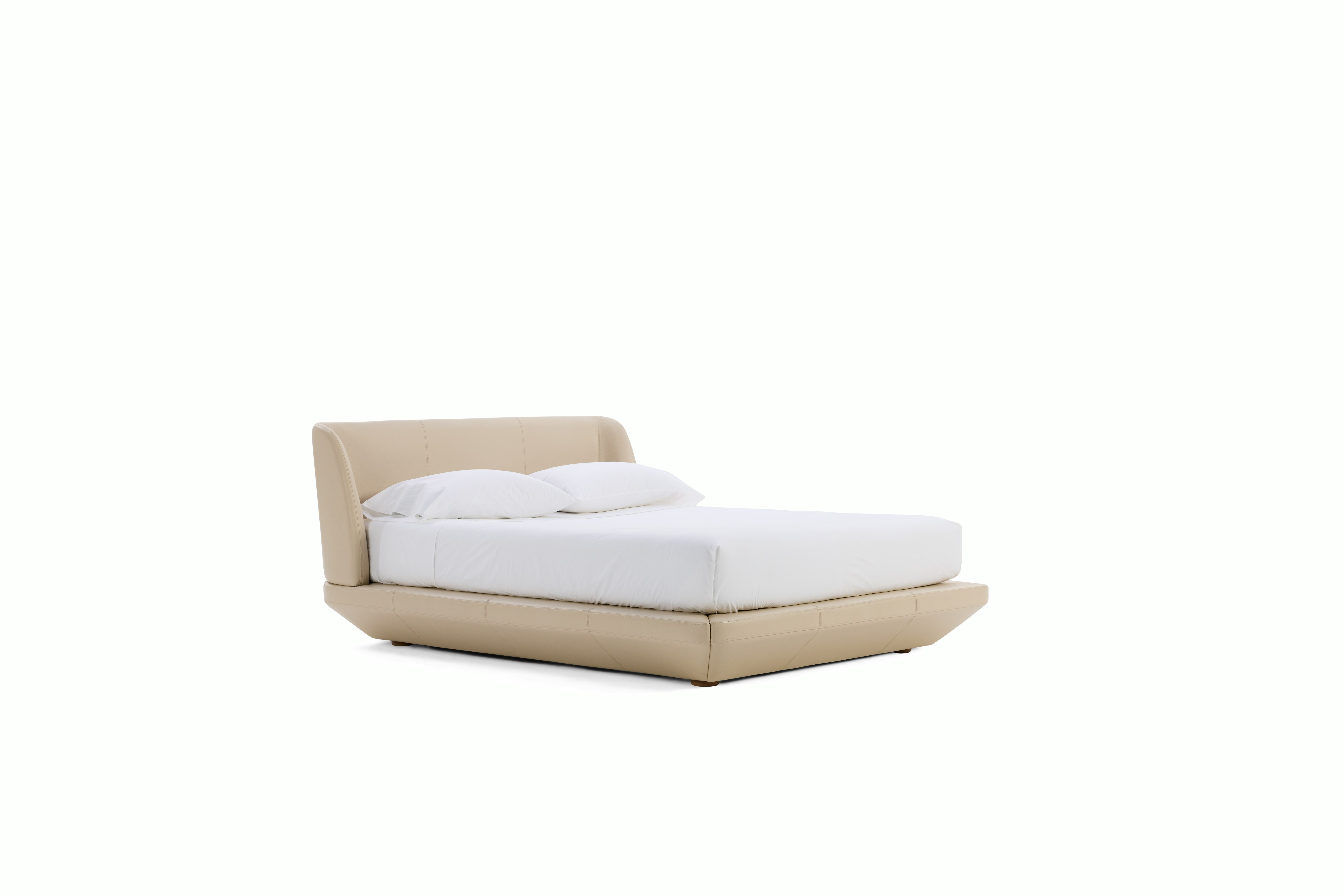 Galera Bed - Queen, Cream Leather