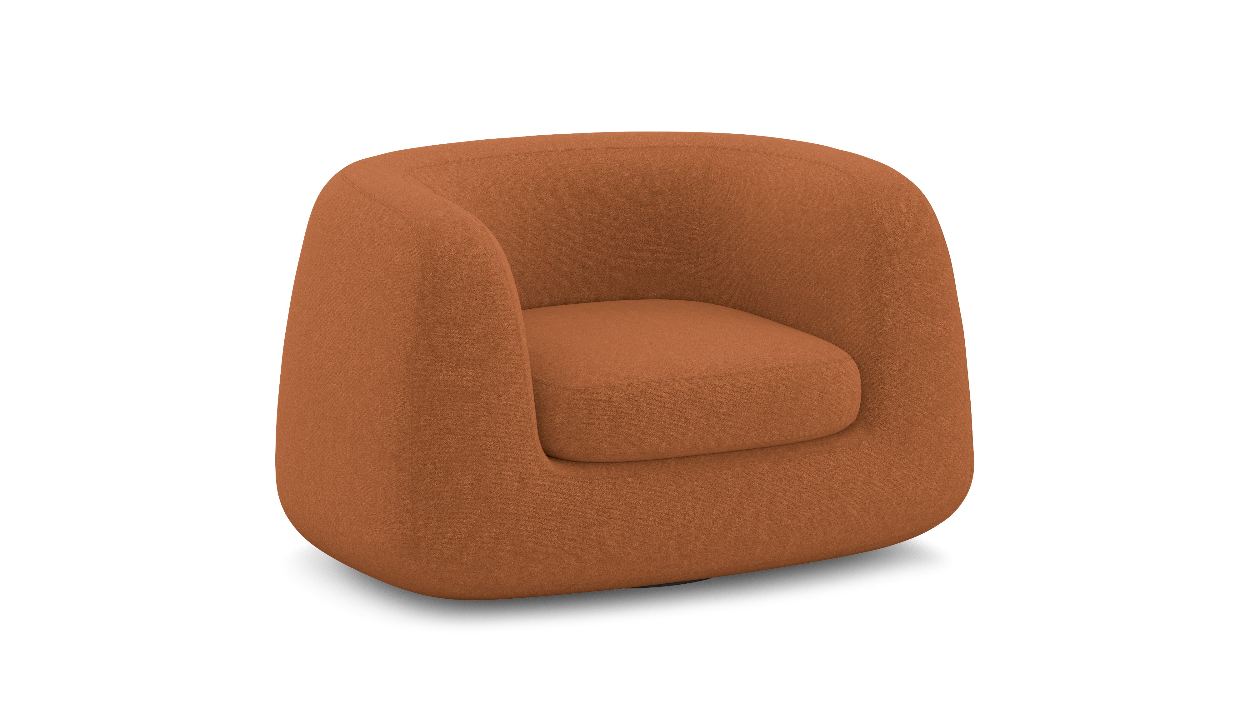 A Americano Swivel Chair in Clay viewed from an angle.